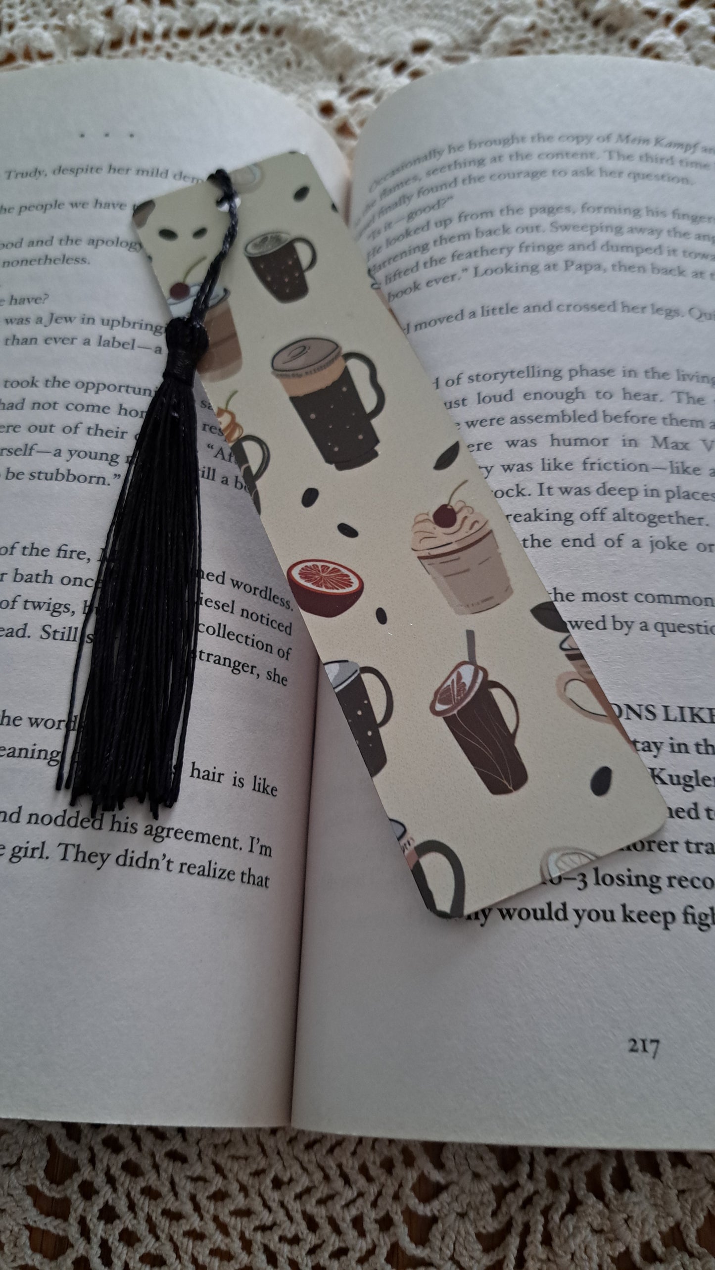 Metal Coffee Styles With Black Tassel Bookmark