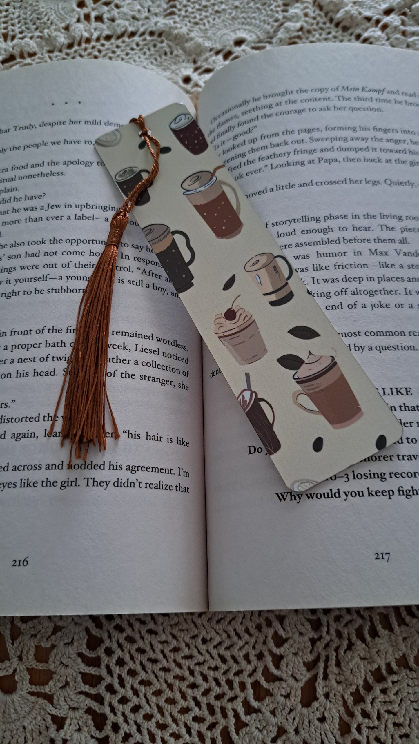 Metal Coffee Styles With Bronze Tassel Bookmark