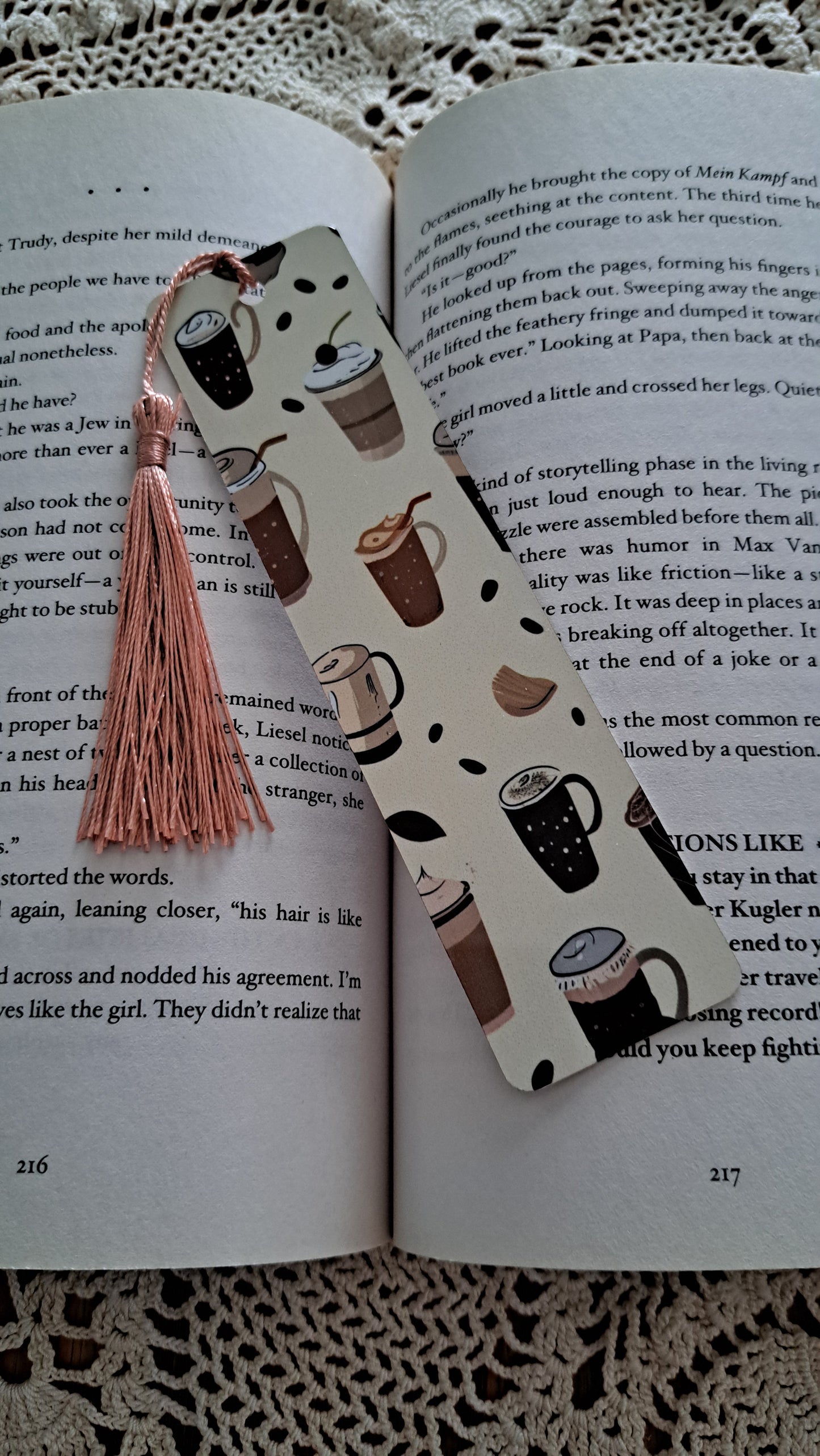 Metal Coffee Styles With Rose Gold Tassel Bookmark