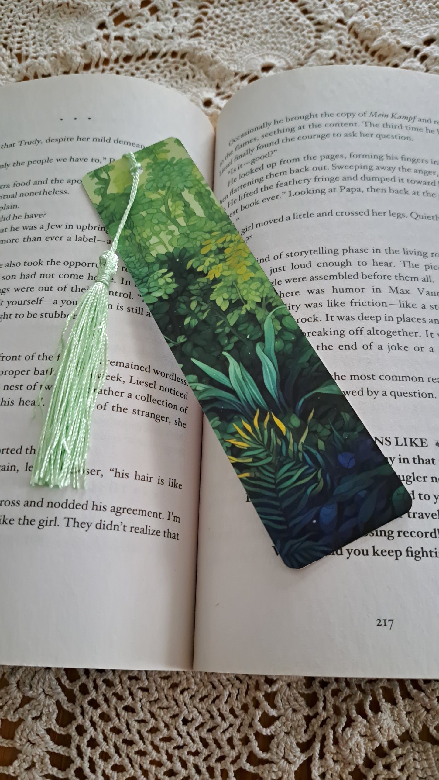 Metal Forest Foliage With Light Green Tassel Bookmark