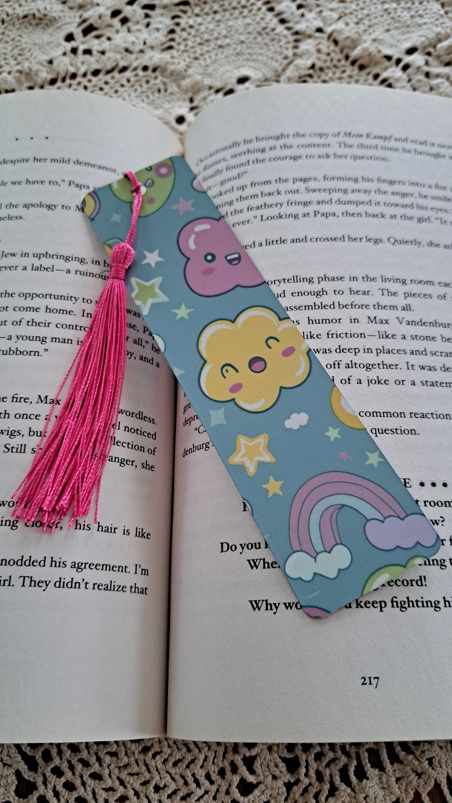 Metal Kawaii Bookmark With Neon Pink Tassel