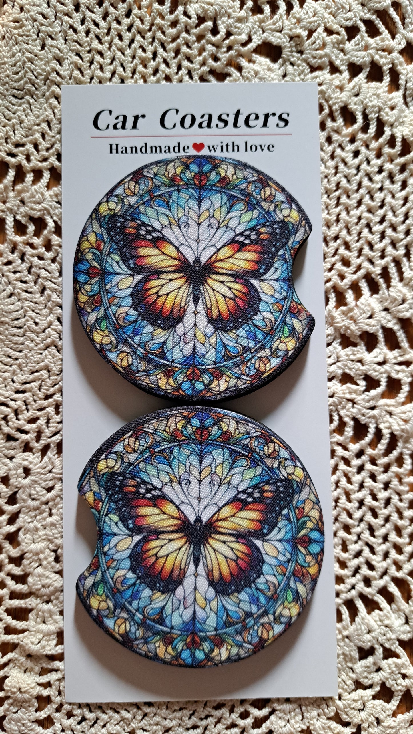 Car Coaster Stained Glass Butterfly