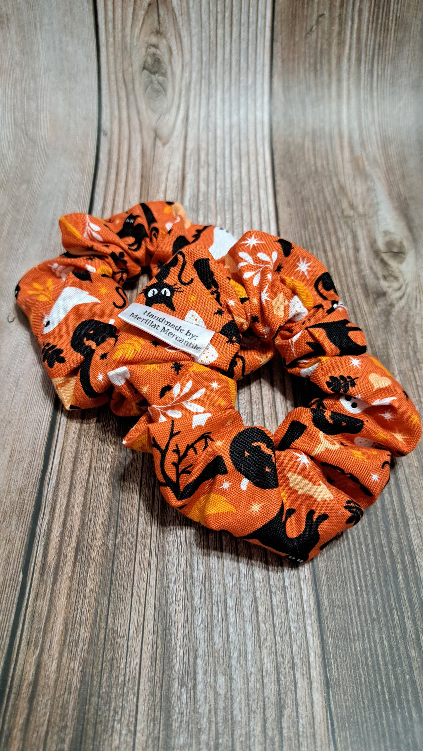 Black Cats, Pumpkins & Ghosts, Oh My! Scrunchies Set of 2
