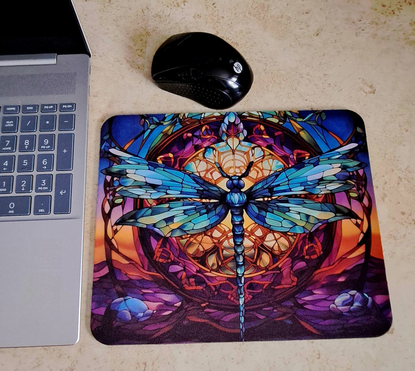 Stain Glass Dragonfly Neoprene Pad