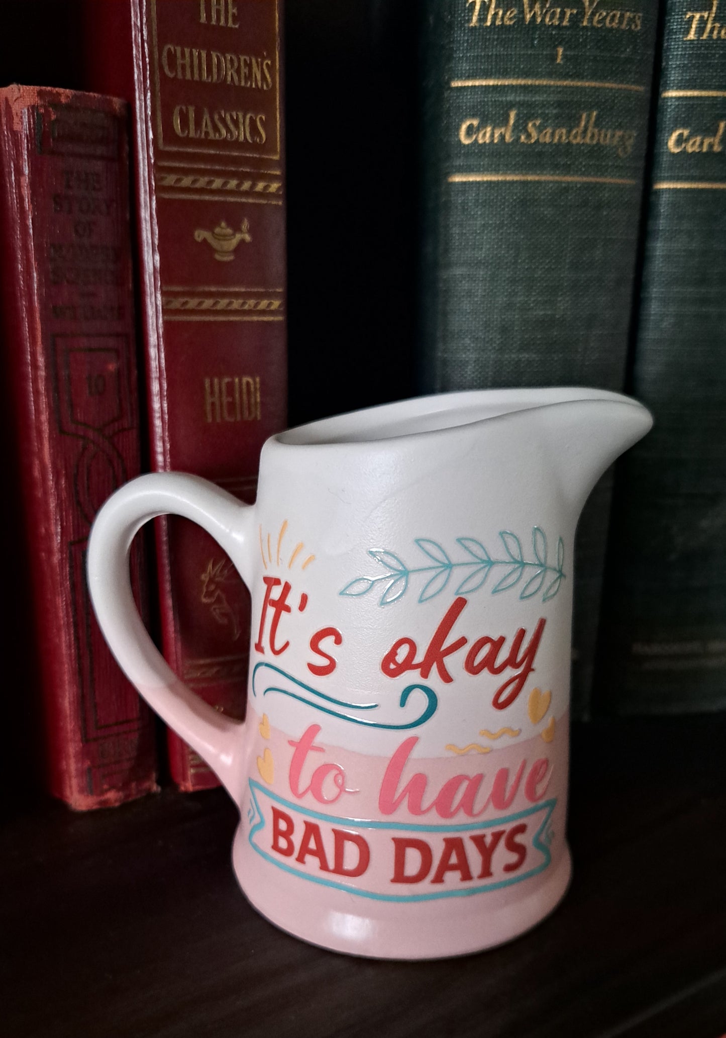 Ombre Pink & White Decor Pitcher-It's Okay To Have Bad Days