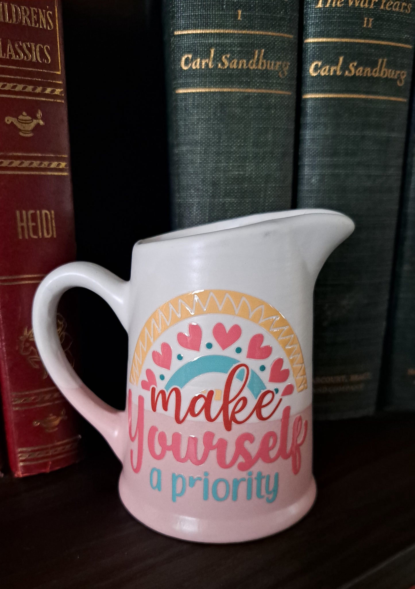Ombre Pink & White Decor Pitcher-Make Yourself A Priority