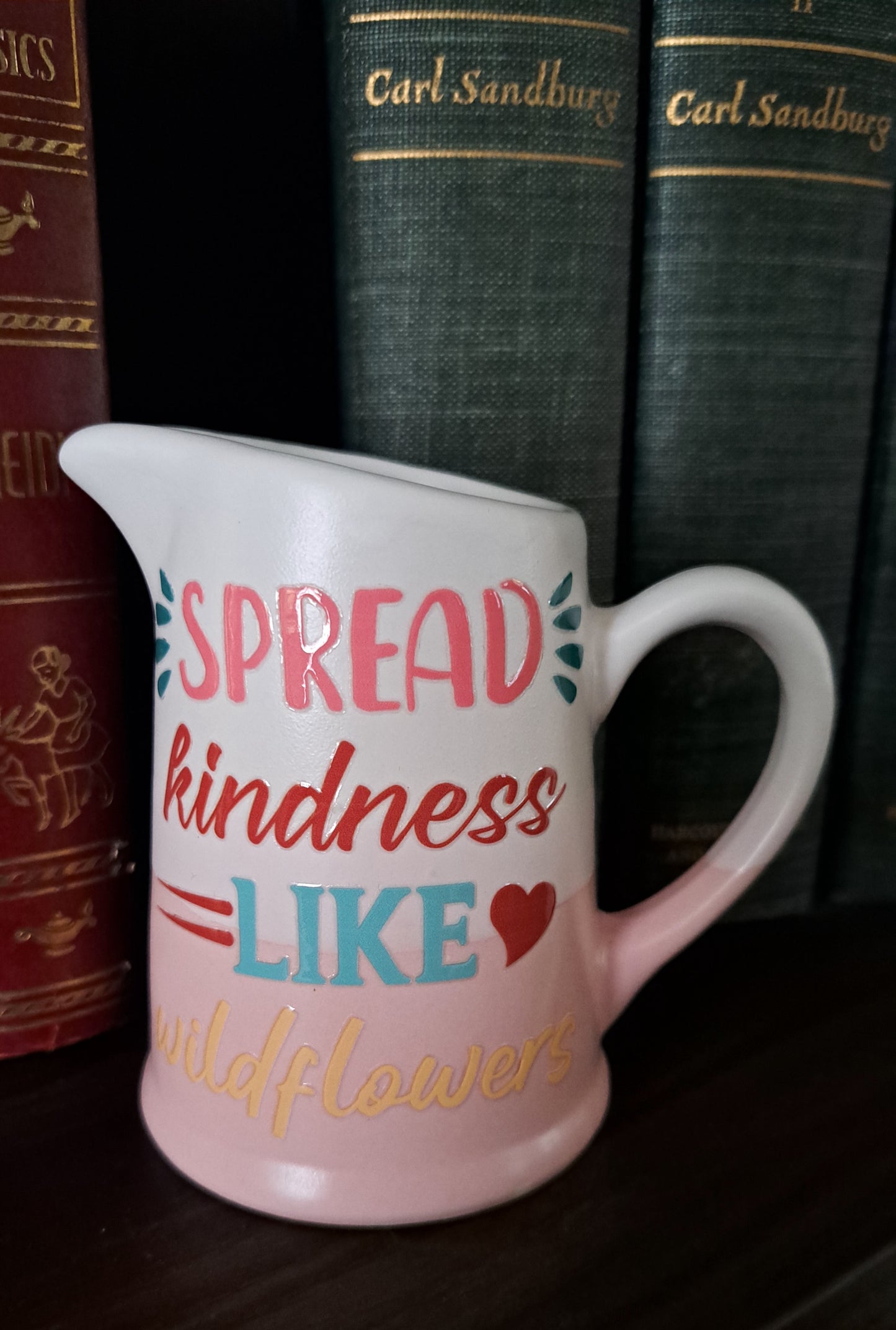 Ombre Pink & White Decor Pitcher-Spread Kindness Like Wildflowers