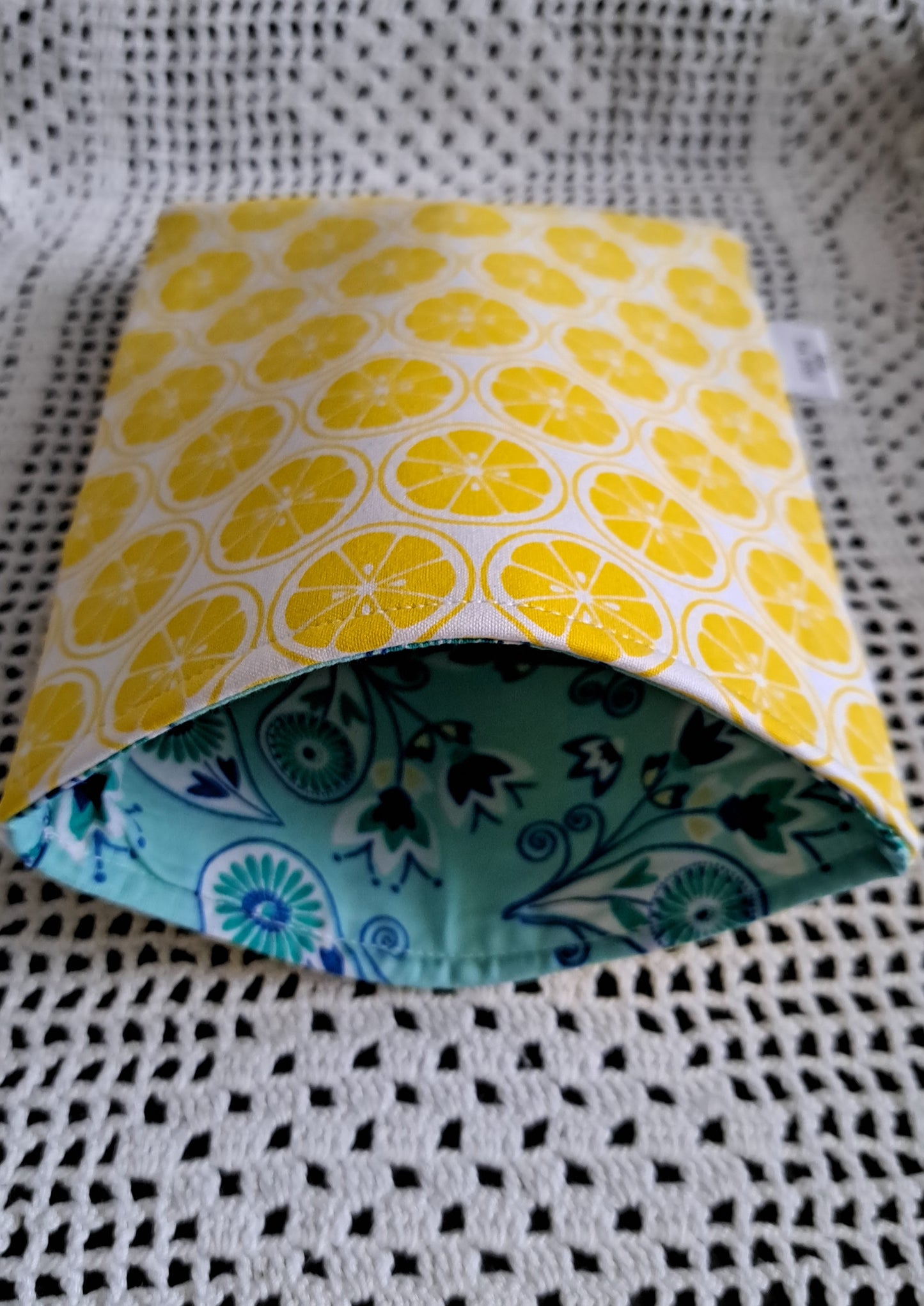 Kindle-Book-Tablet Sleeve Teal/White Lemons with Teal Floral