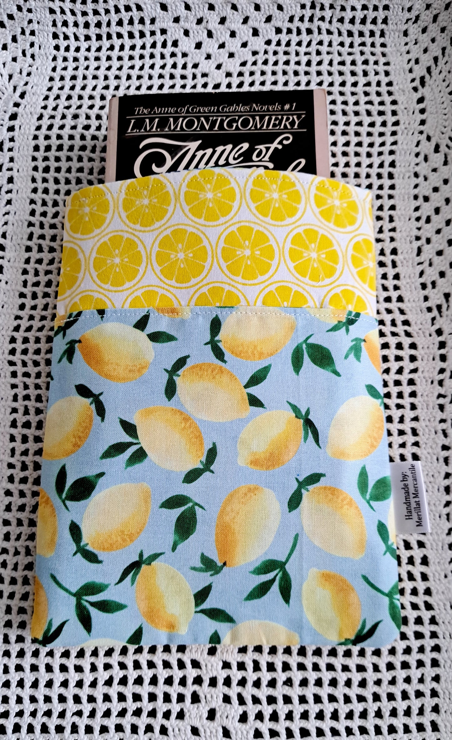 Kindle-Book-Tablet Sleeve Teal/White Lemons with Teal Floral