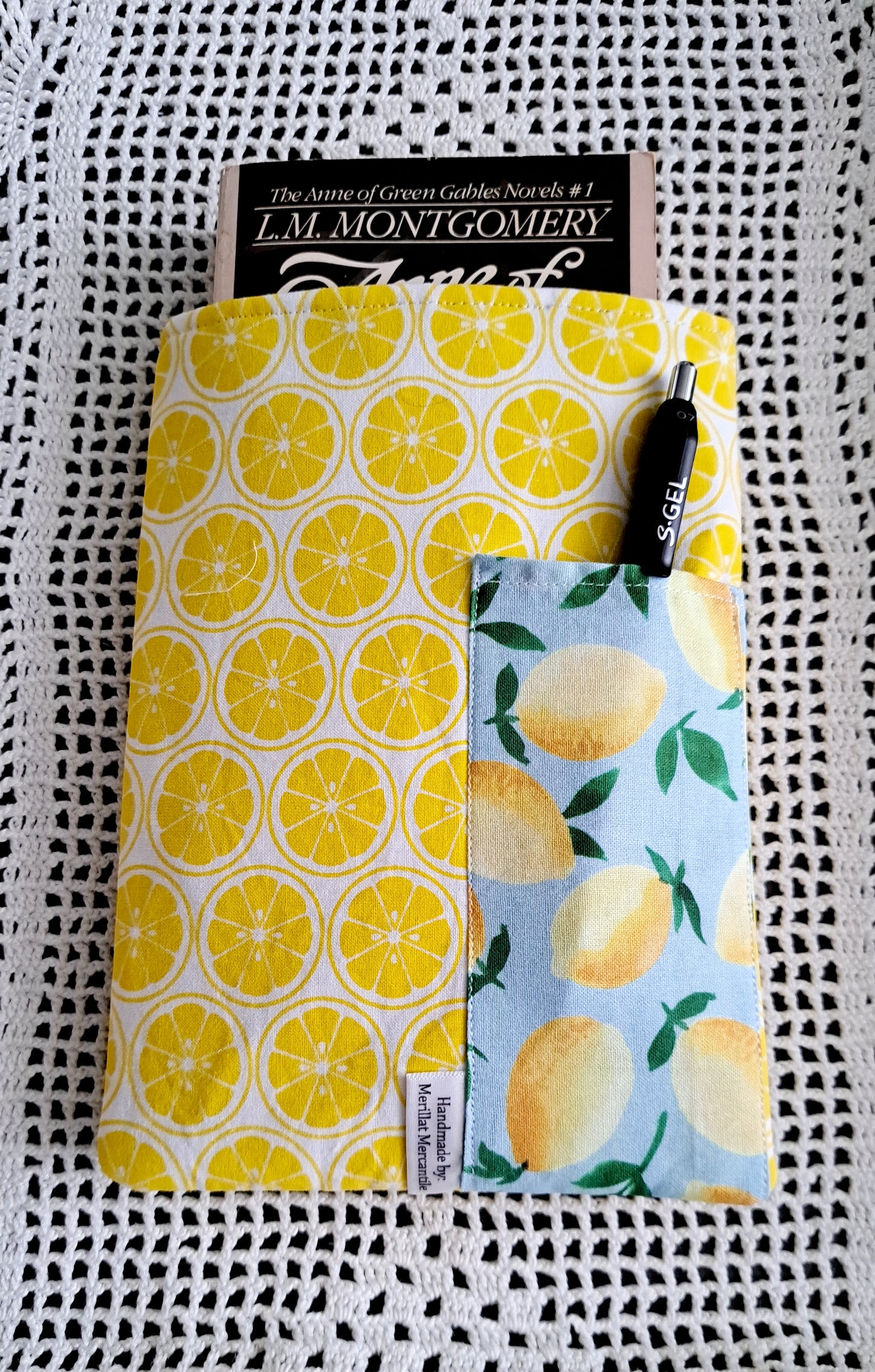 Kindle-Book-Tablet Sleeve White and Teal Lemons with Teal Floral