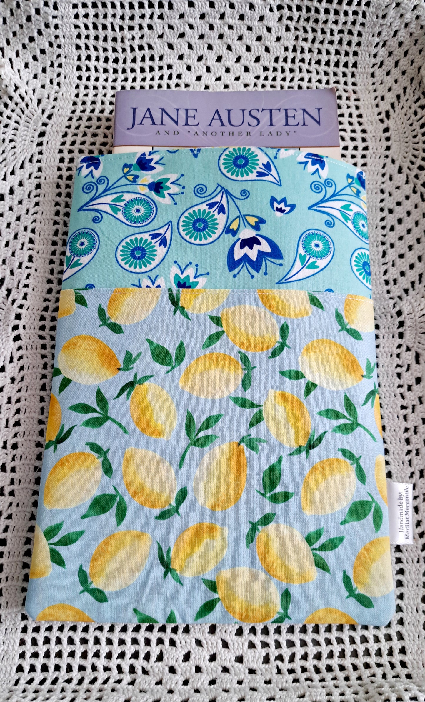 Kindle-Book-Tablet Sleeve Teal Floral and Teal Lemons