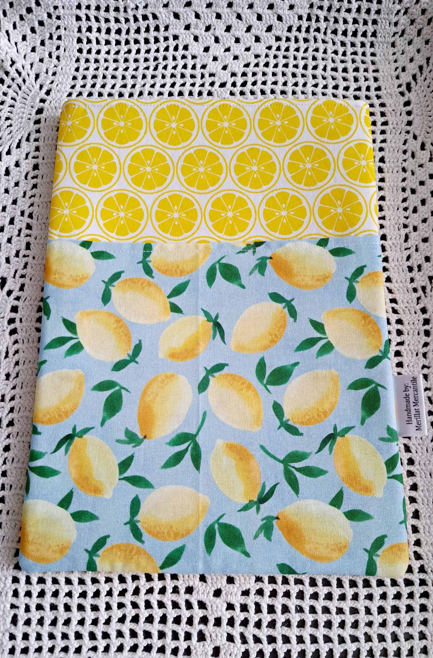 Kindle-Book-Tablet Sleeve Teal Lemons and Floral