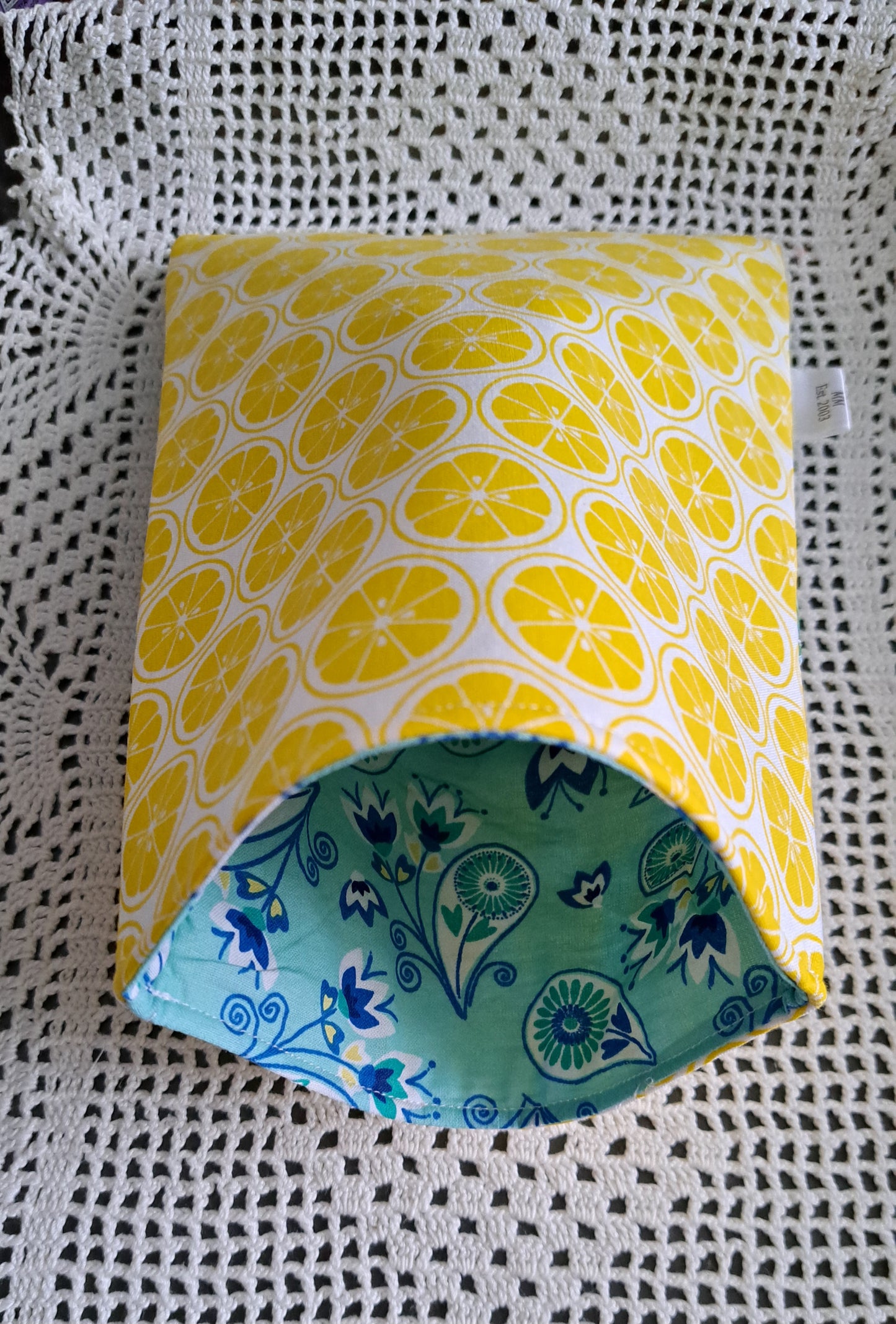 Kindle-Book-Tablet Sleeve Teal Lemons and Floral