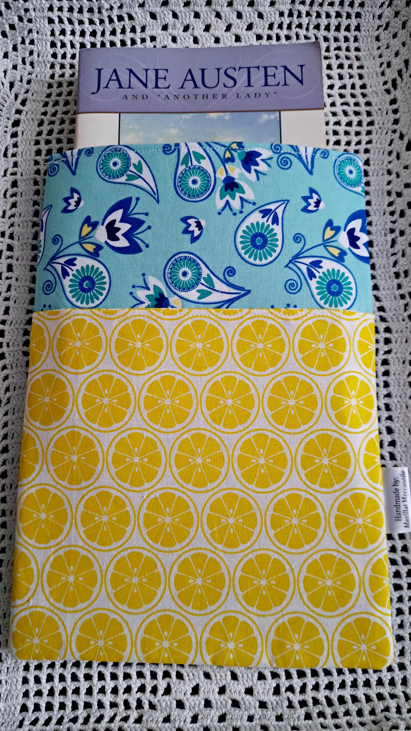 Kindle-Book-Tablet Sleeve Teal Floral and Lemons