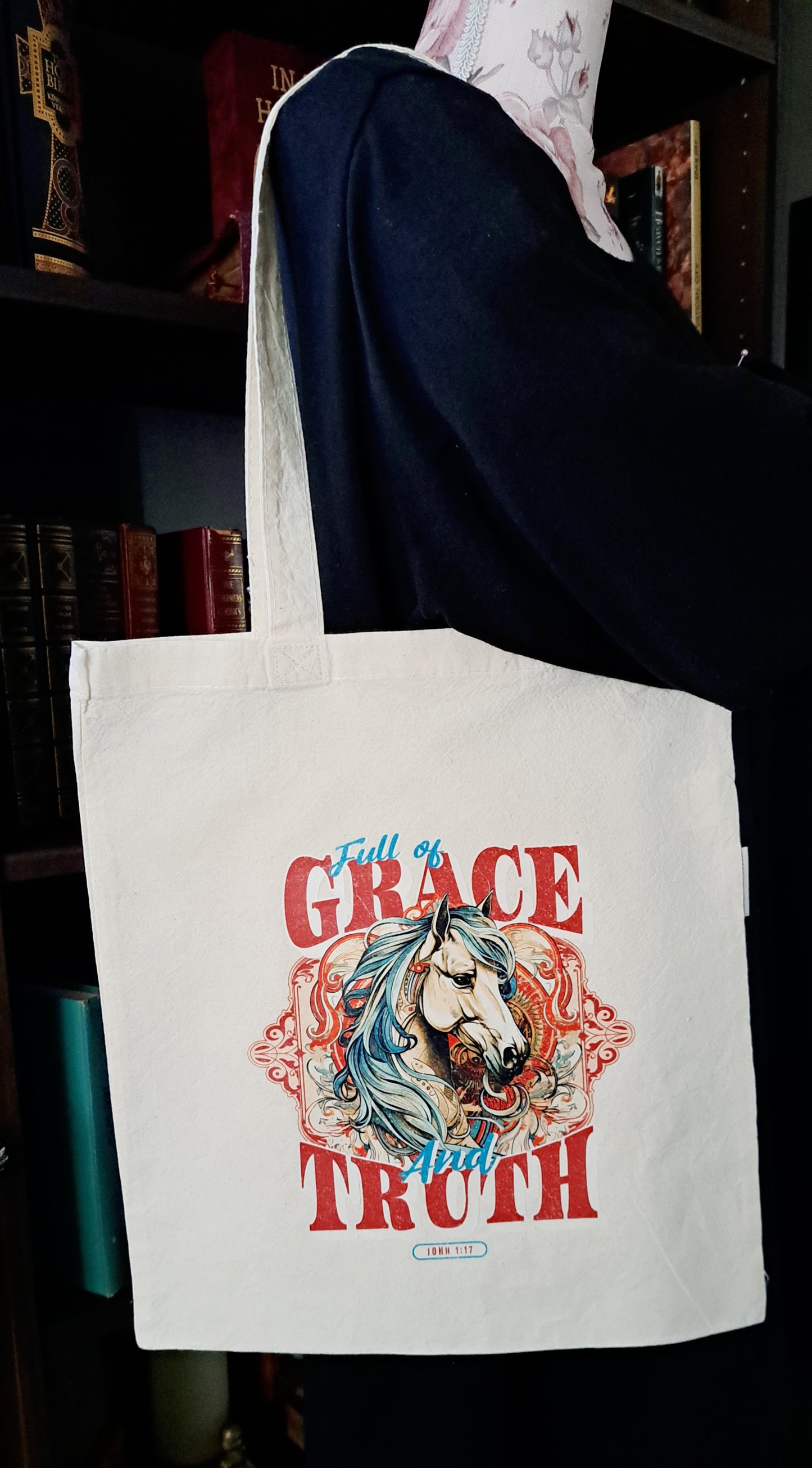 Organic Cotton Tote Bag - Full Of Grace and Truth John 1:17