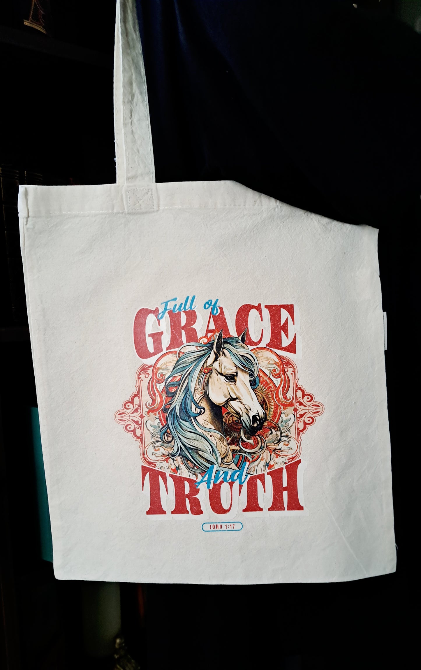 Organic Cotton Tote Bag - Full Of Grace and Truth John 1:17