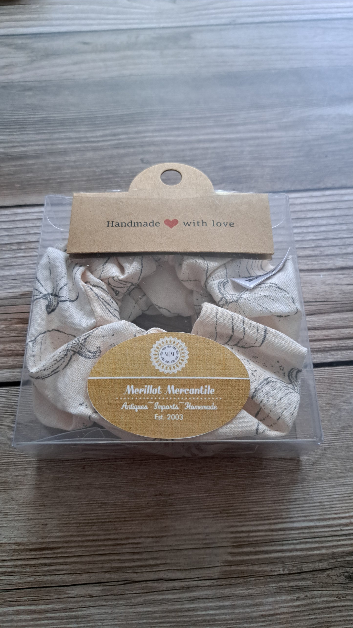 Creamy Orange with Gray Sketched Pumpkins Scrunchie Set of 2