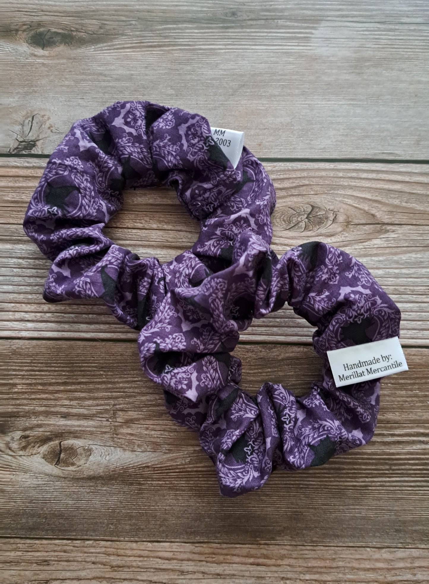 Purple Witch & Bats Scrunchie Set of 2