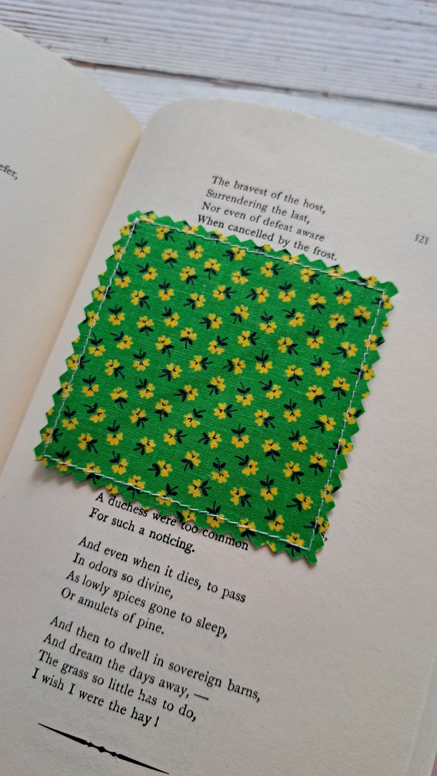 Green & Green and Yellow Floral Fabric Corner Bookmark
