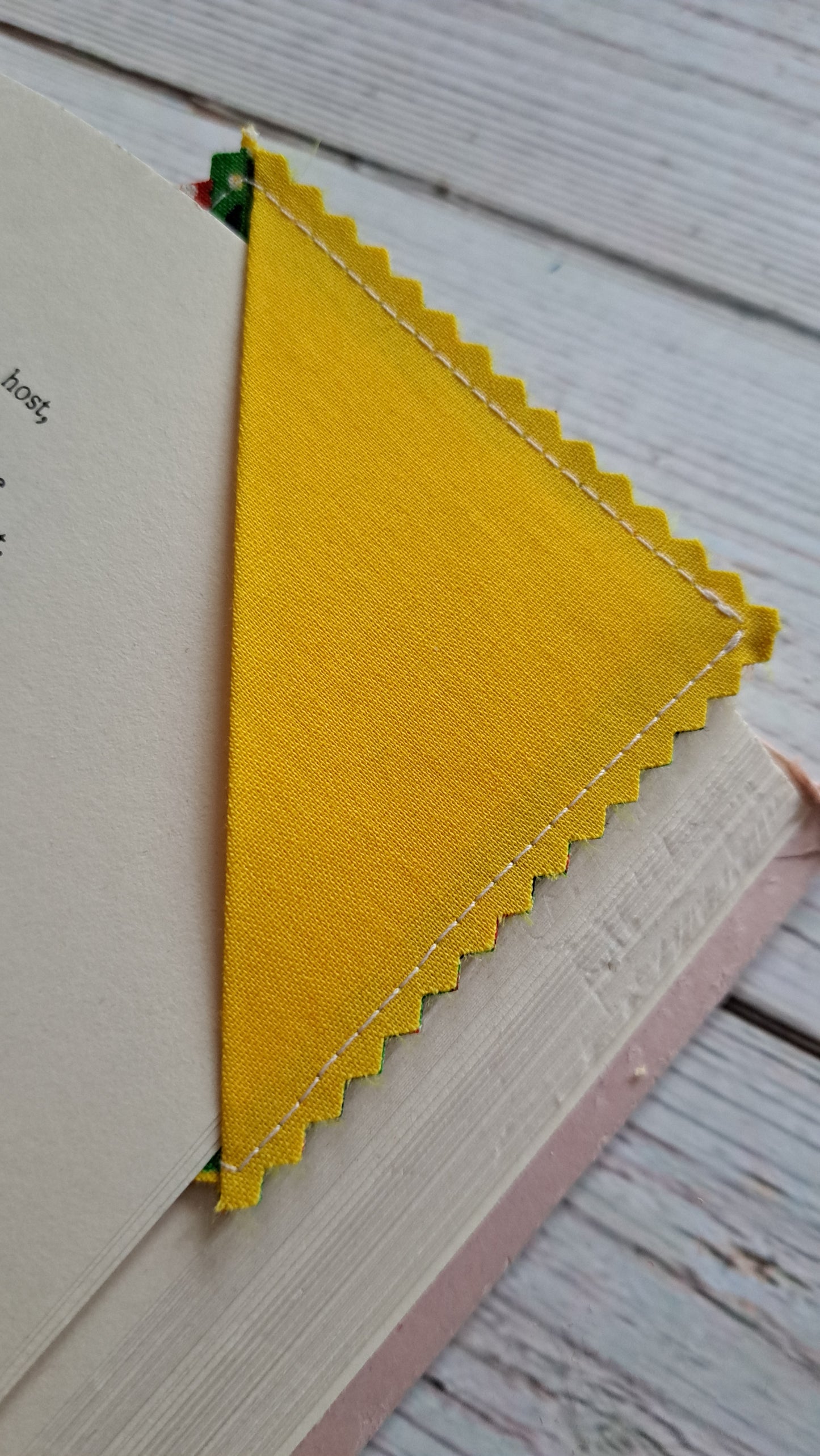 Dark Yellow with Yellow and Red floral Fabric Corner Bookmark