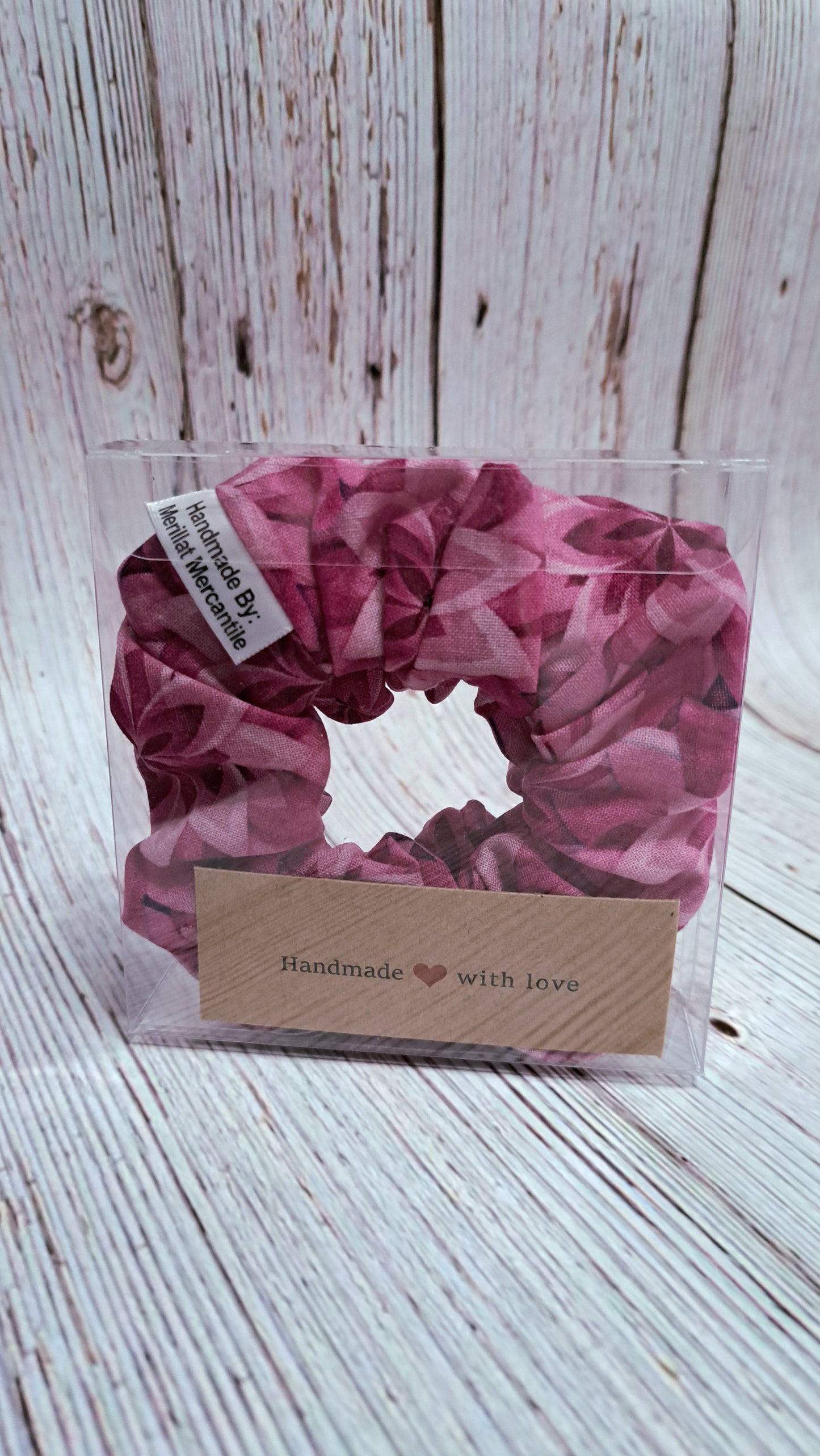 Dark Pink Floral Scrunchie Set of 2
