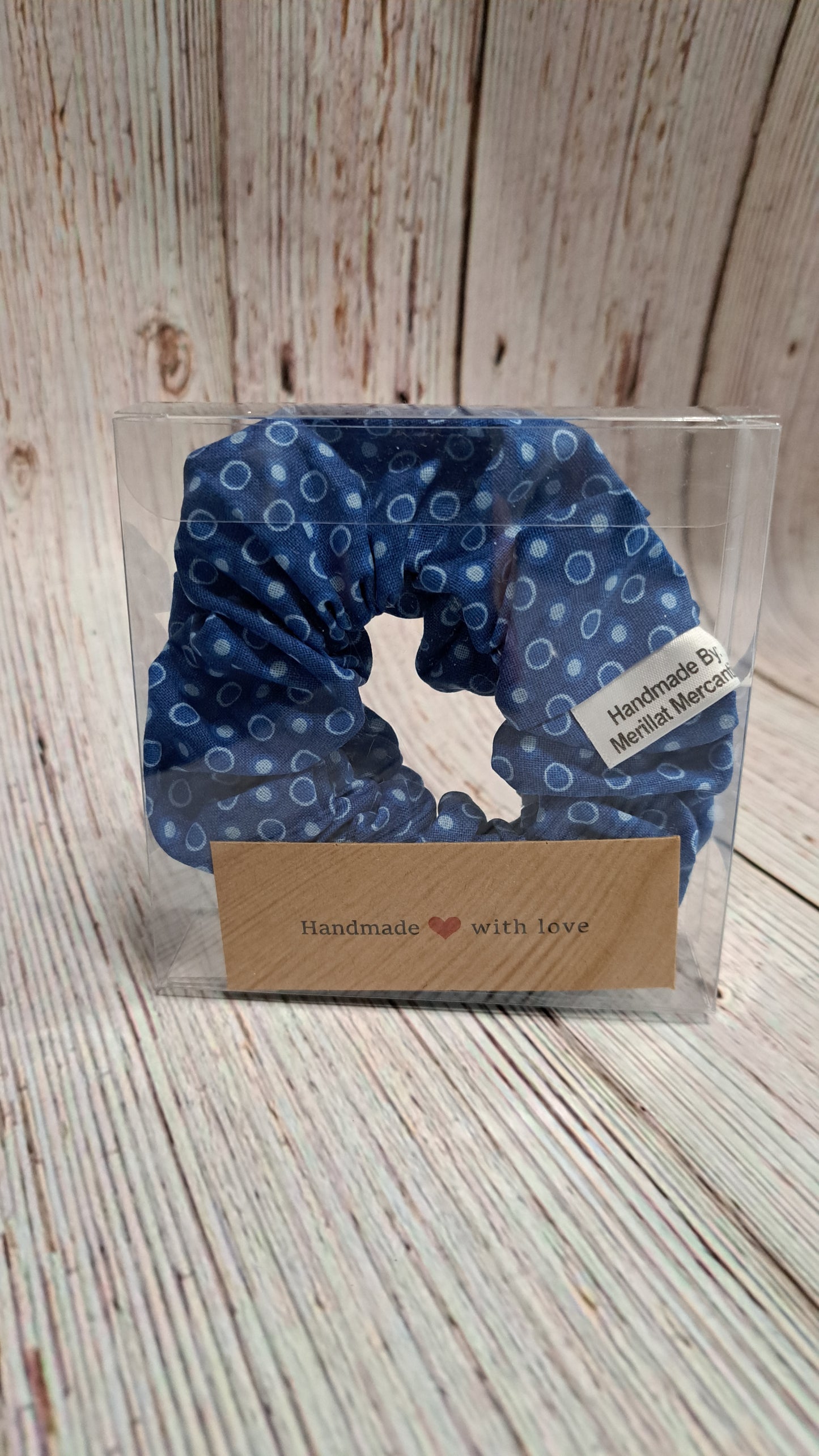 Blue Polkadot Scrunchie Set of 2