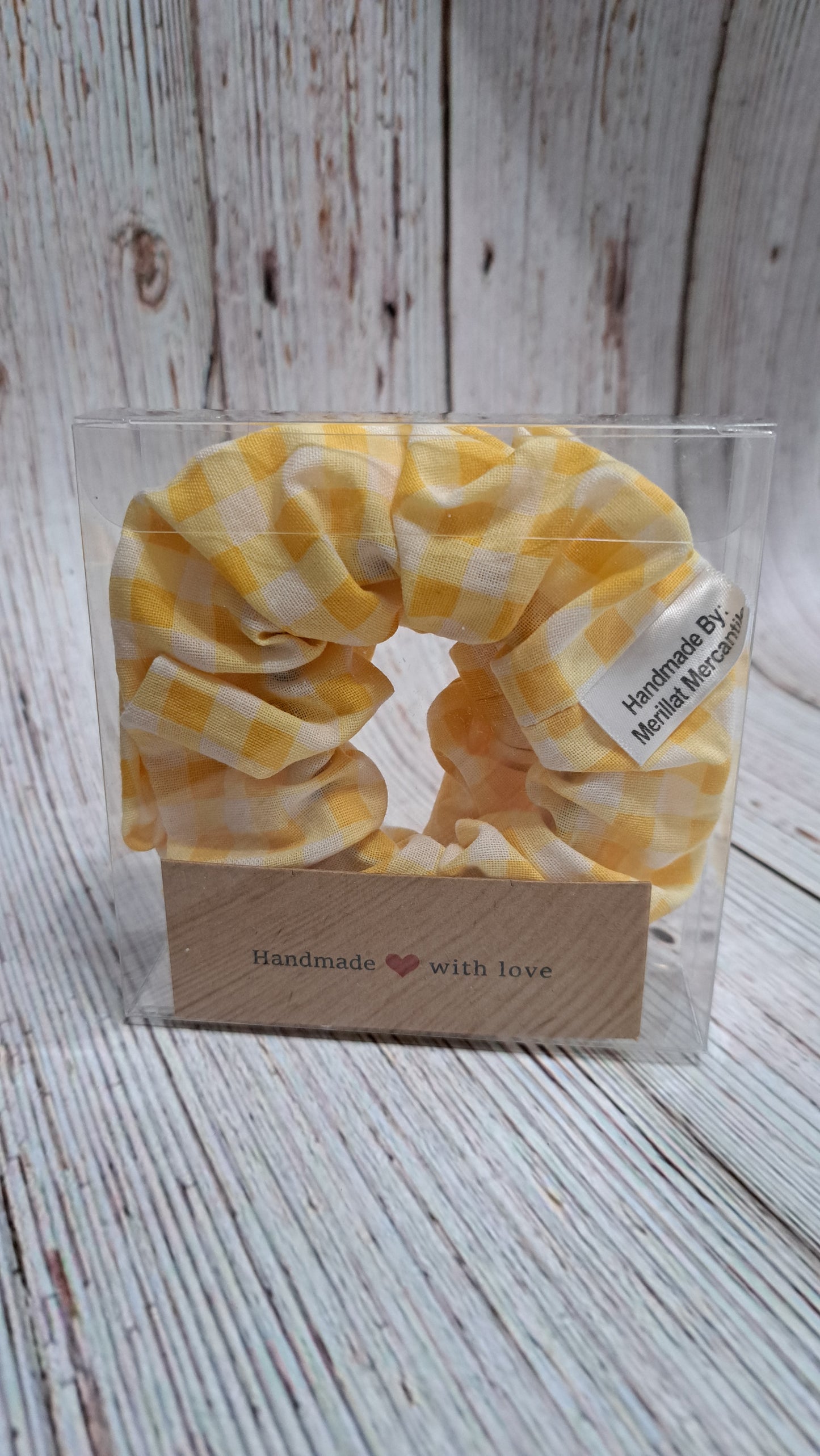 Yellow Gingham Scrunchie Set of 2