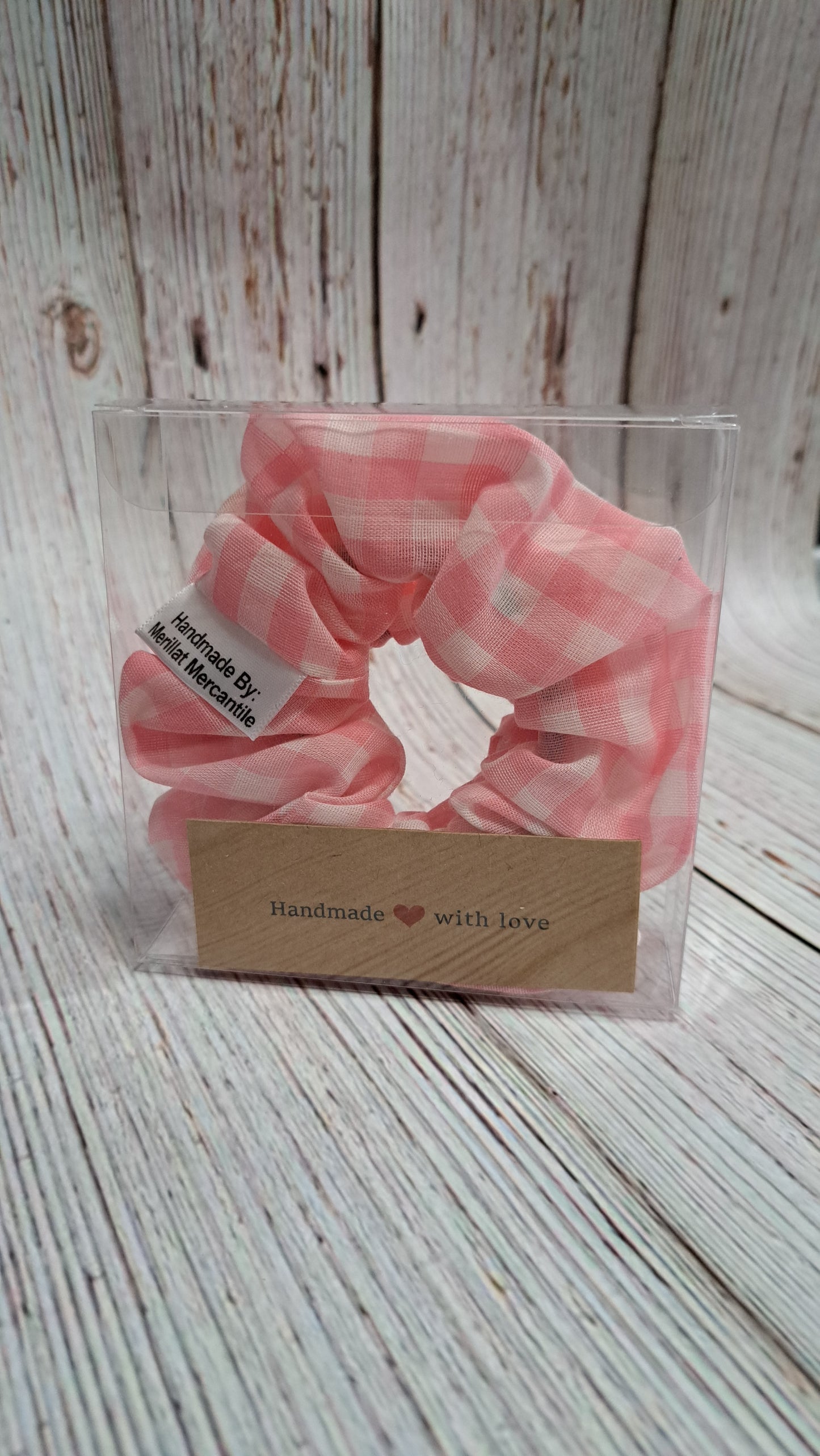 Pink Gingham Scrunchie Set of 2