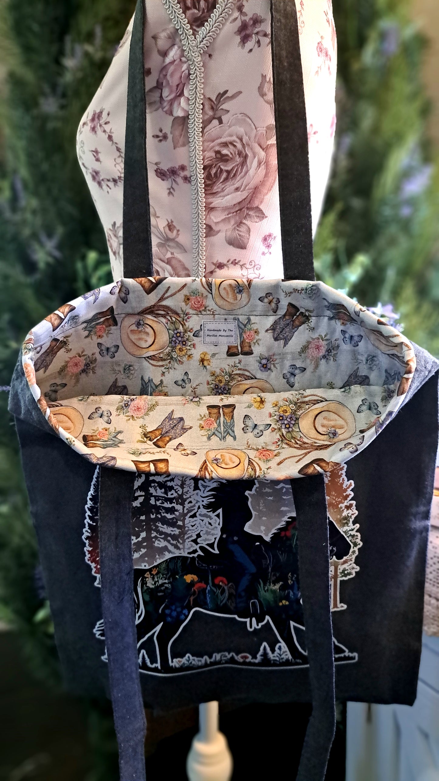 Dark Gray Cowgirl Tote Bag
