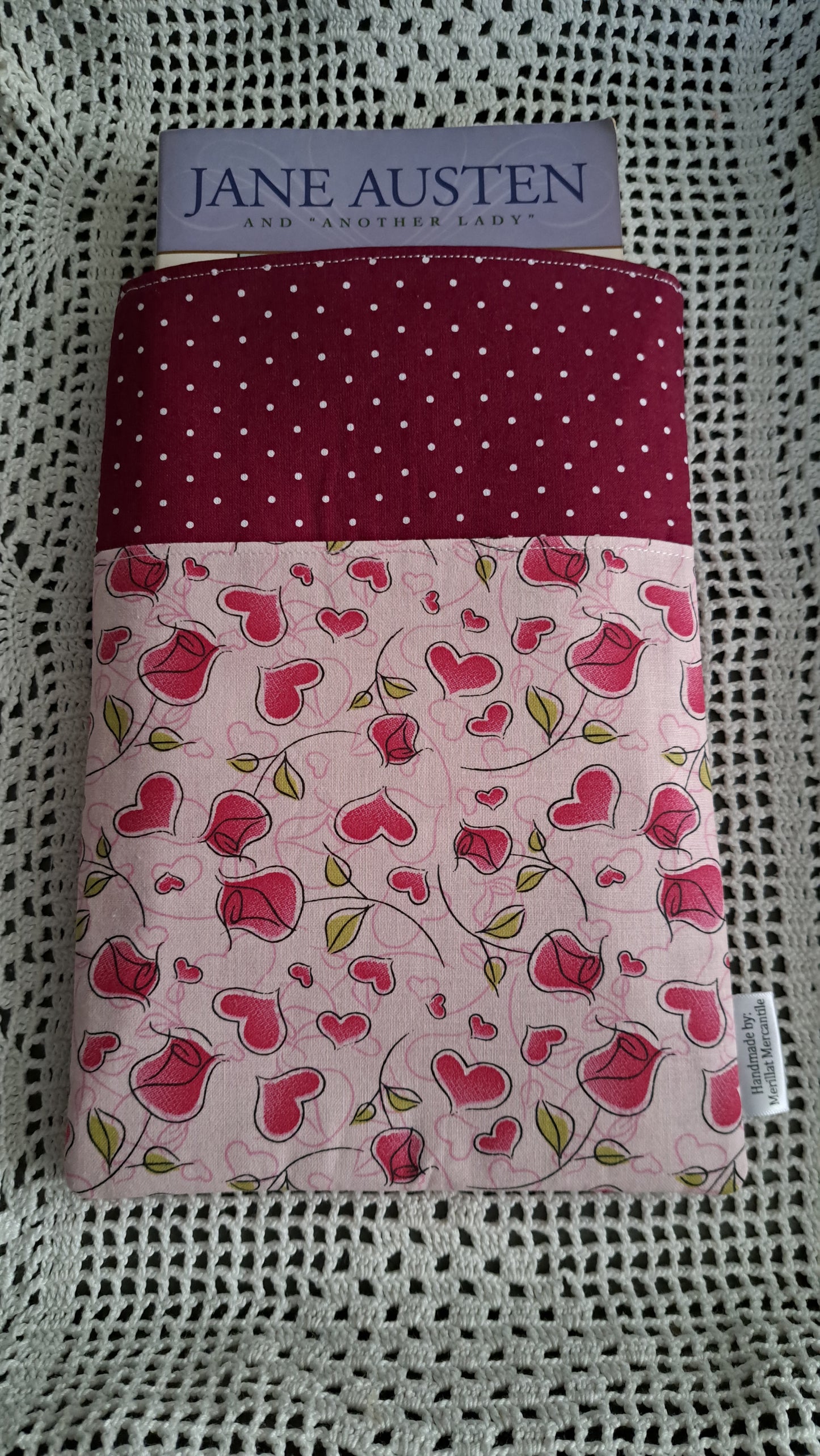 Kindle-Book-Tablet Sleeve Dots, Roses & Hearts