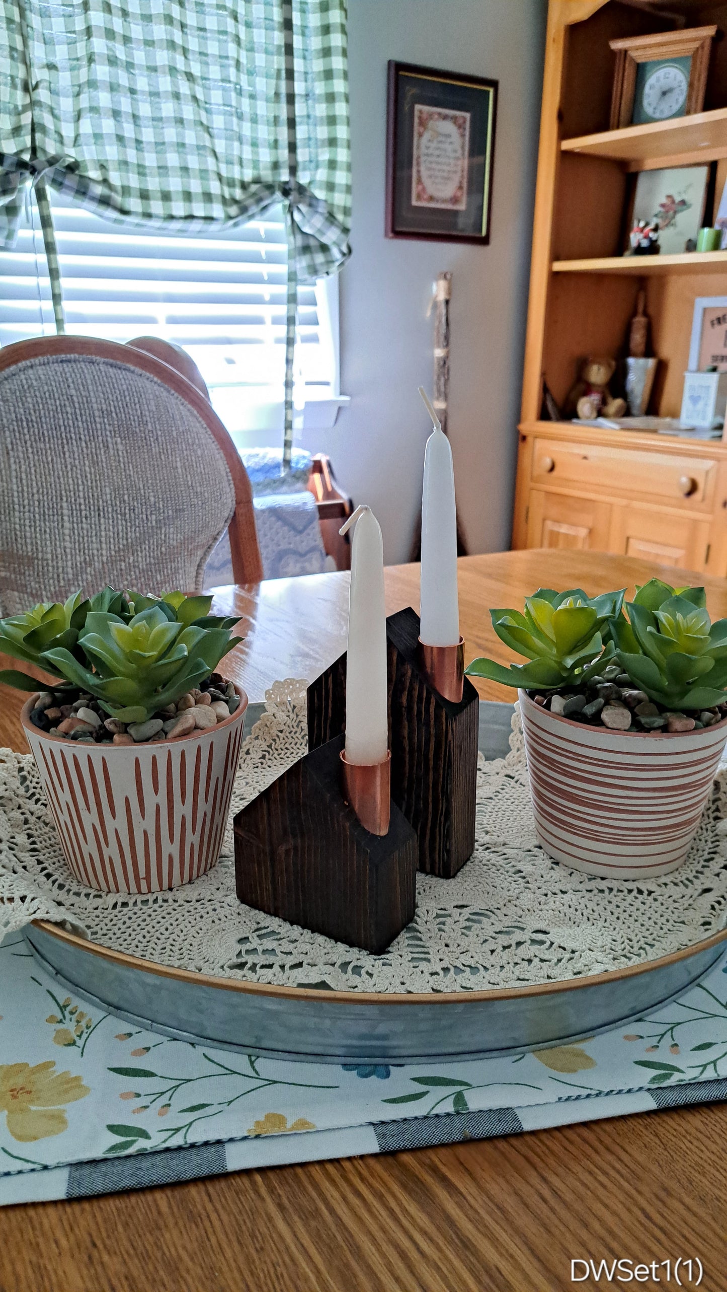 Set of Copper Chimney Candle Cottages Dark Walnut DWSet1