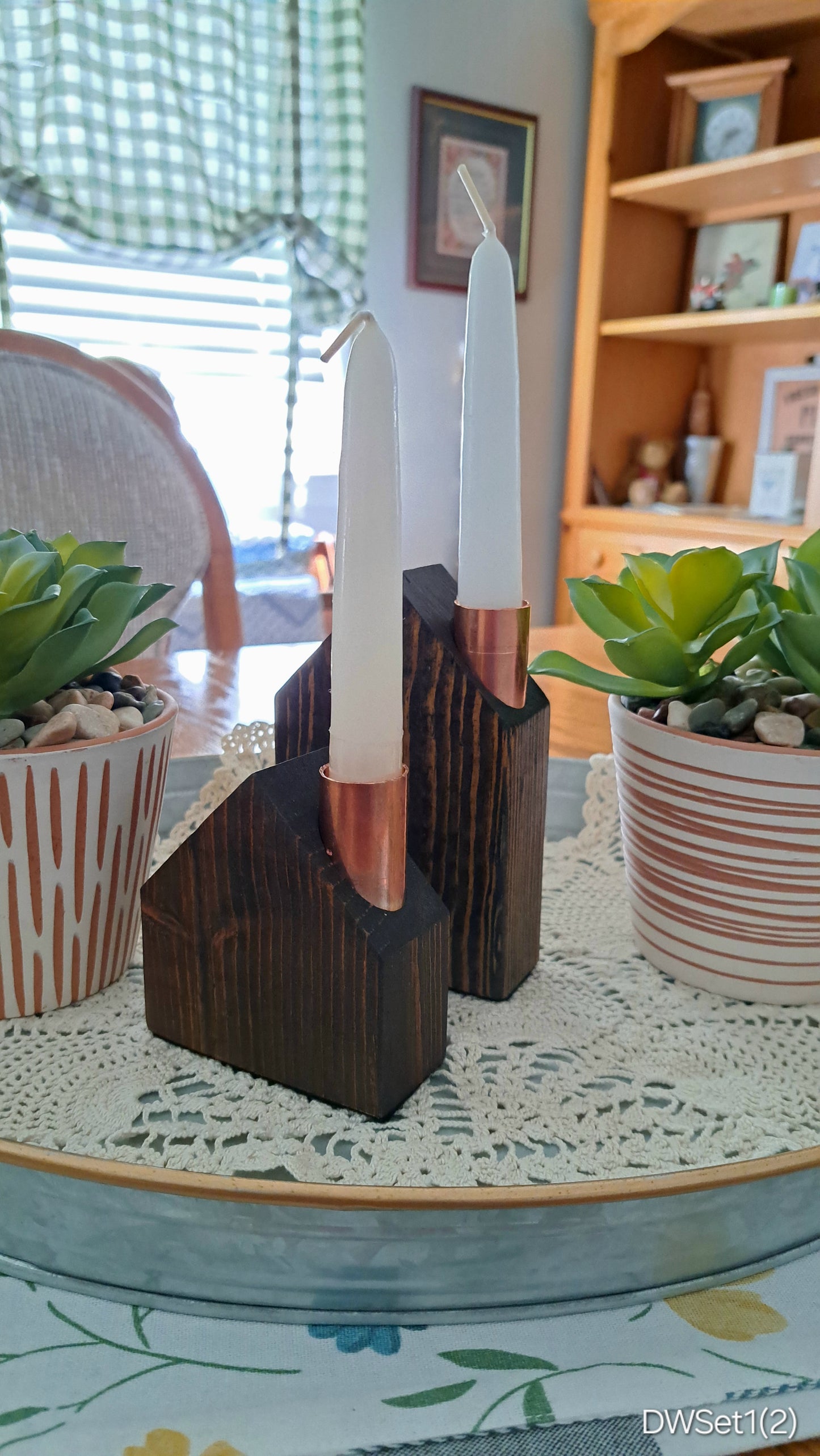 Set of Copper Chimney Candle Cottages Dark Walnut DWSet1