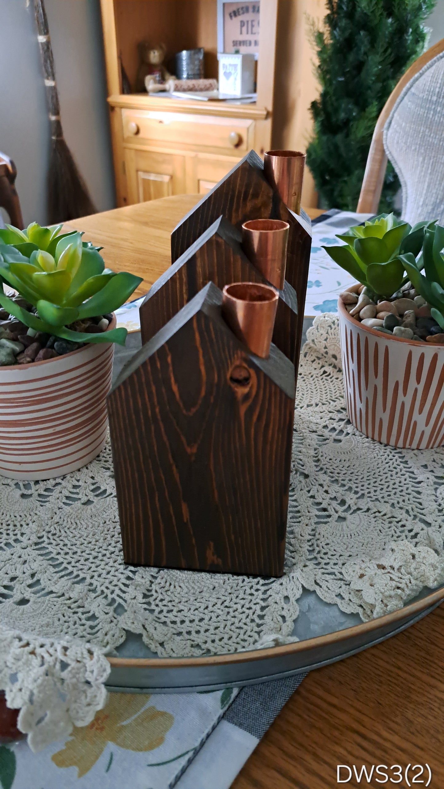 Set of Copper Chimney Candle Cottages Dark Walnut DWSet3