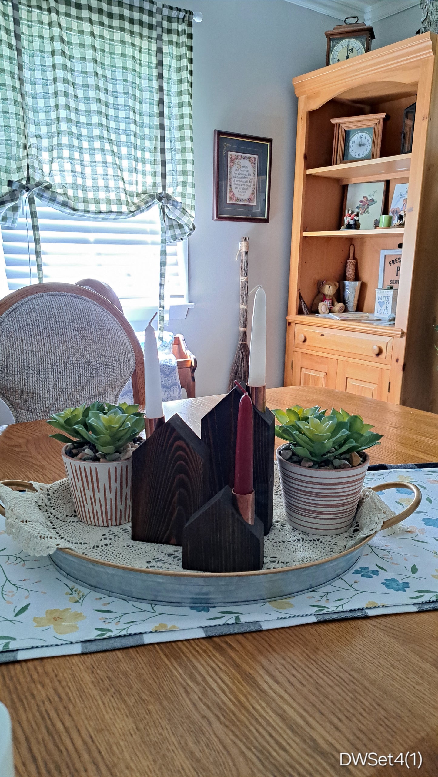 Set of Copper ChimneyCandle Cottages Dark Walnut DWSet4
