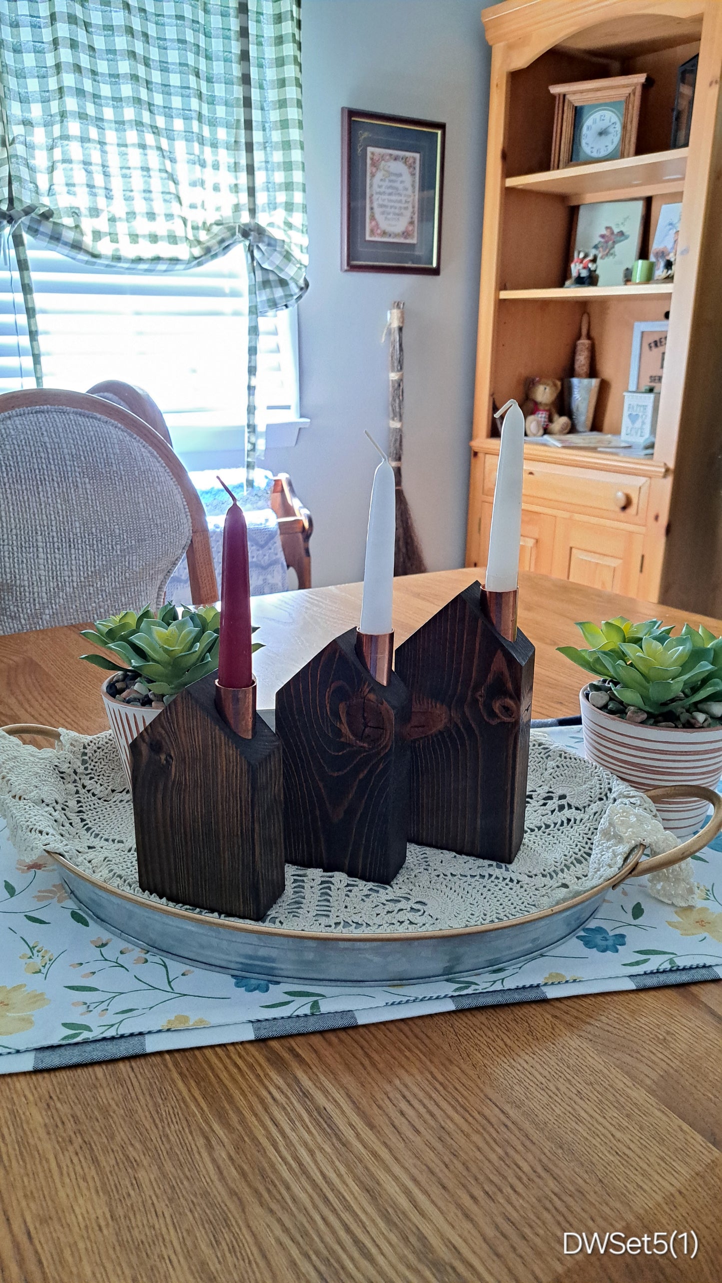 Set of Copper Chimney Candle Cottages Dark Walnut DWSet5