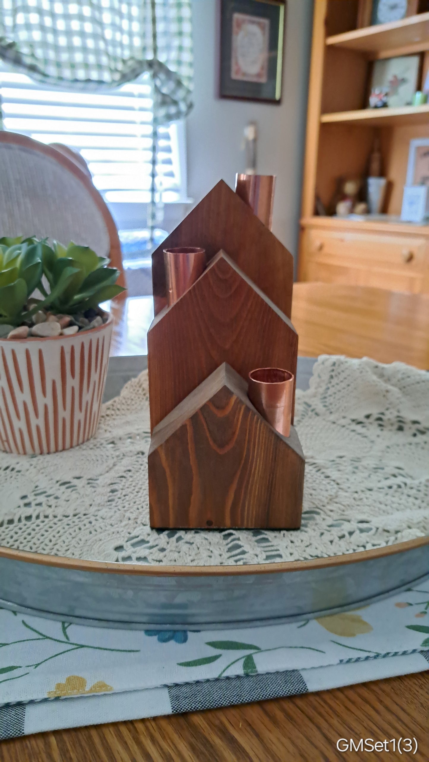 Set of Copper Chimney Candle Cottages Golden Mahogany GMSet1