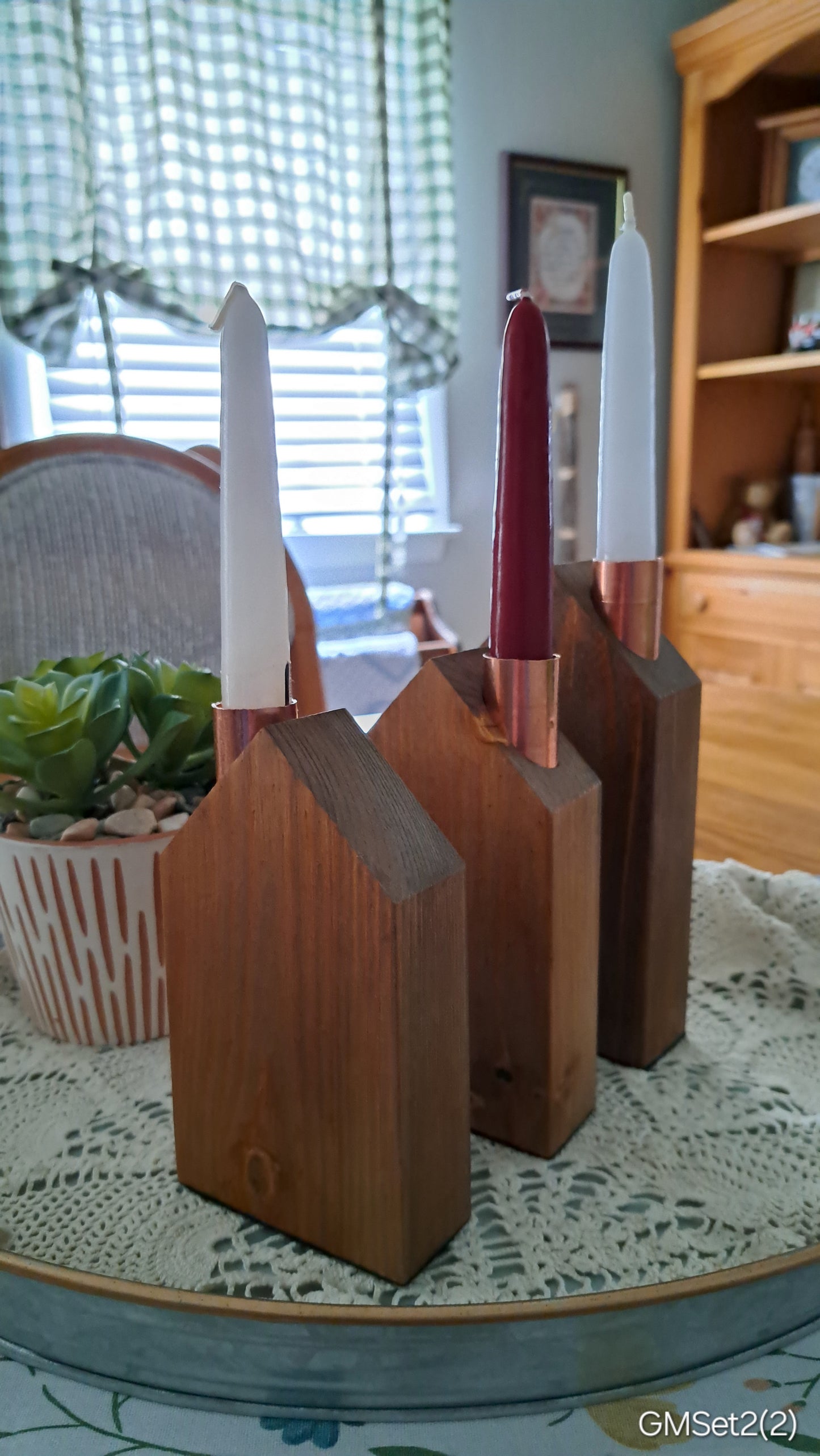 Set of Copper Chimney Candle Cottages Golden Mahogany GMSet2