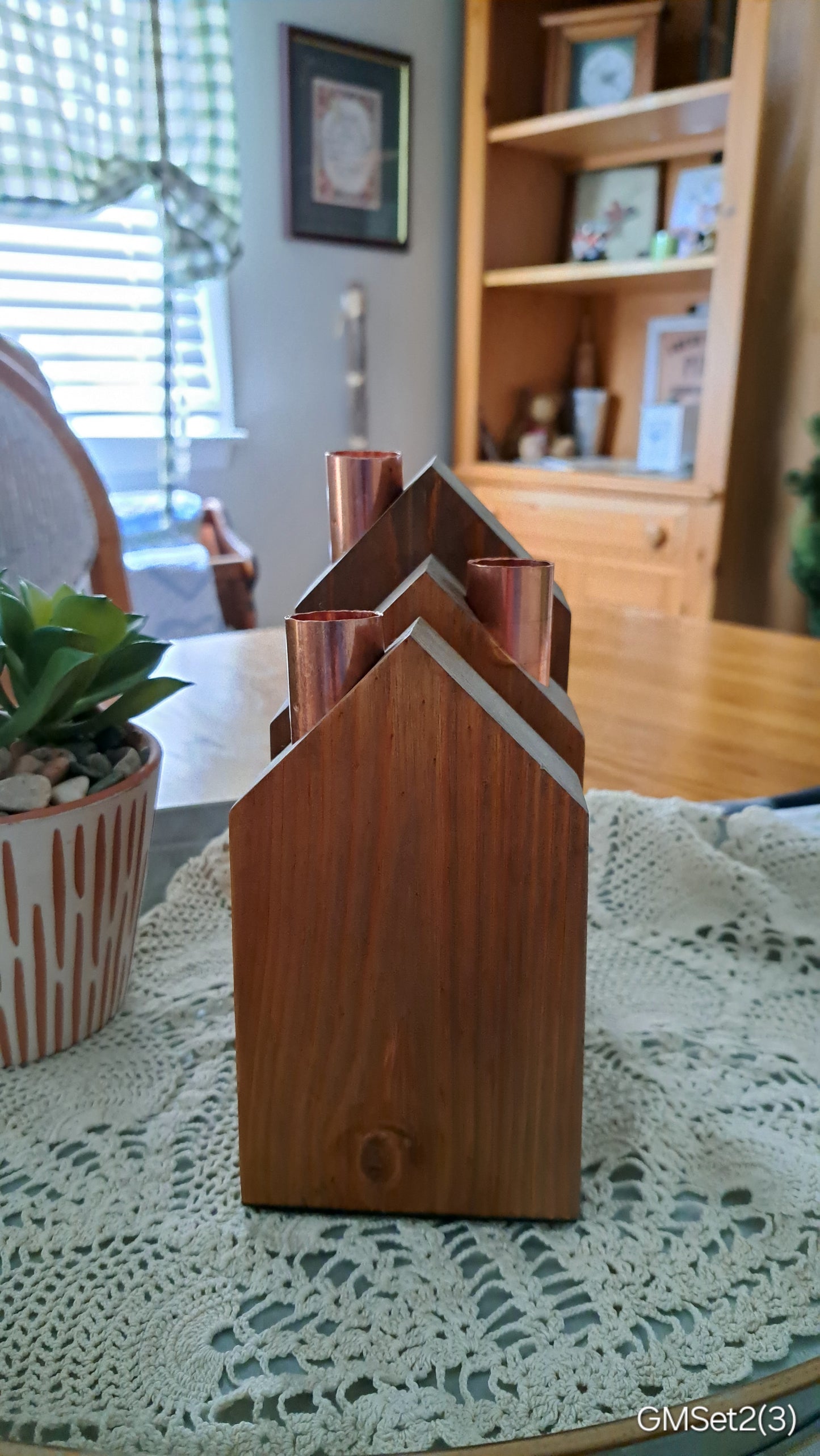 Set of Copper Chimney Candle Cottages Golden Mahogany GMSet2