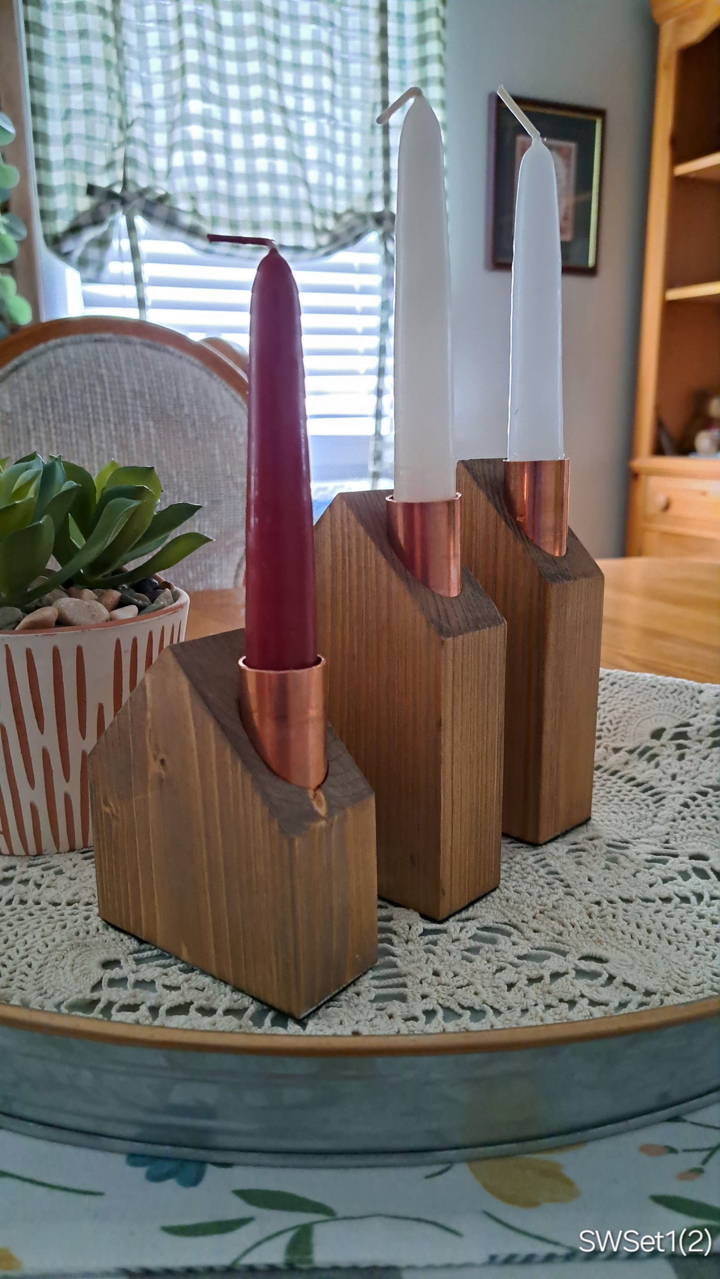 Set of Copper Chimney Candle Cottages Special Walnut SWSet1