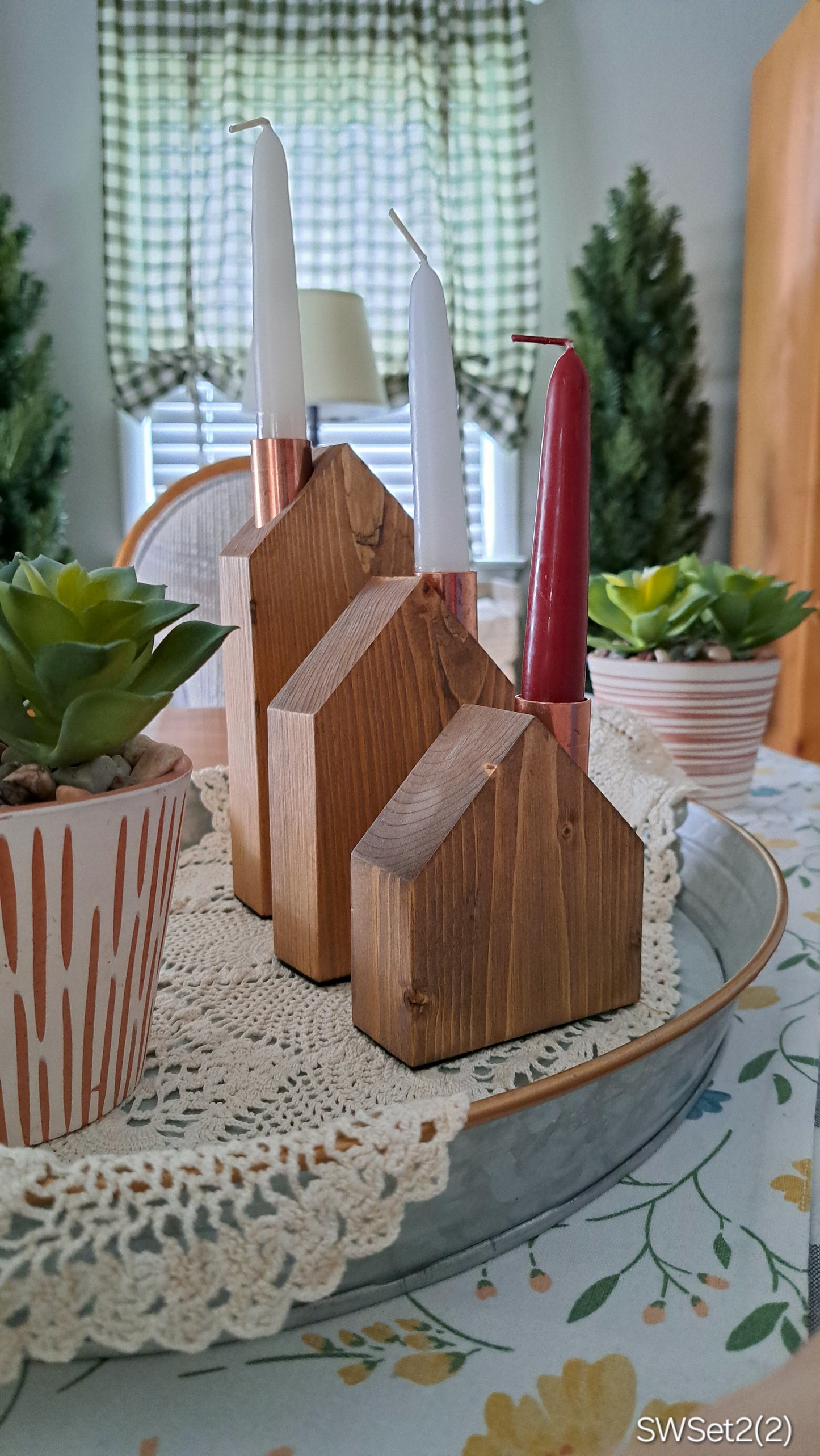 Set of Copper Chimney Candle Cottages Special Walnut SWSet2