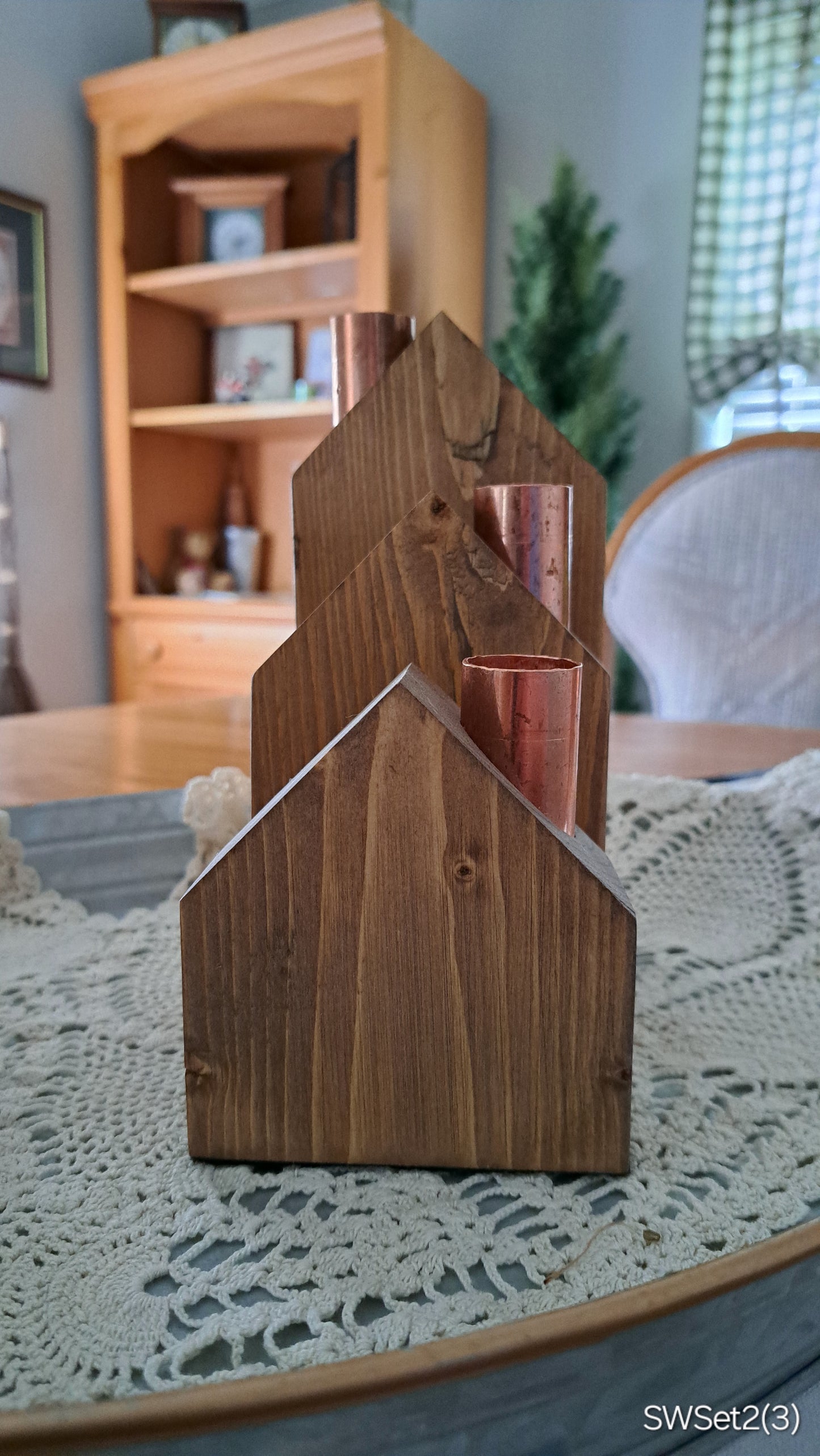 Set of Copper Chimney Candle Cottages Special Walnut SWSet2