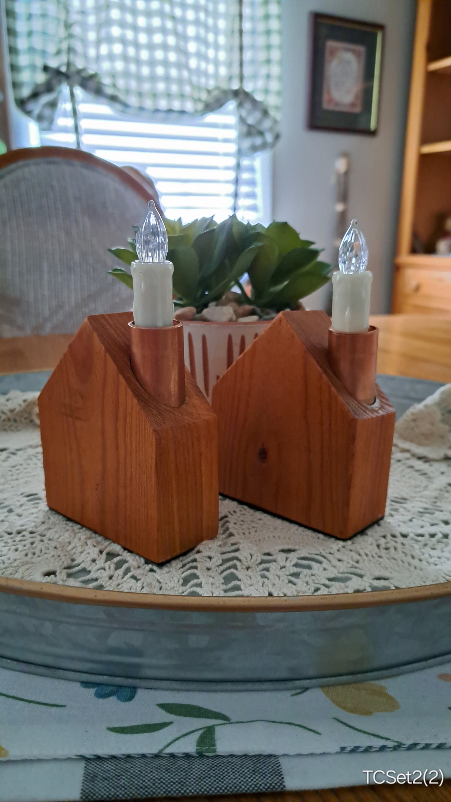 Set of Copper Chimney Candle Cottages Traditional Cherry TCSet2