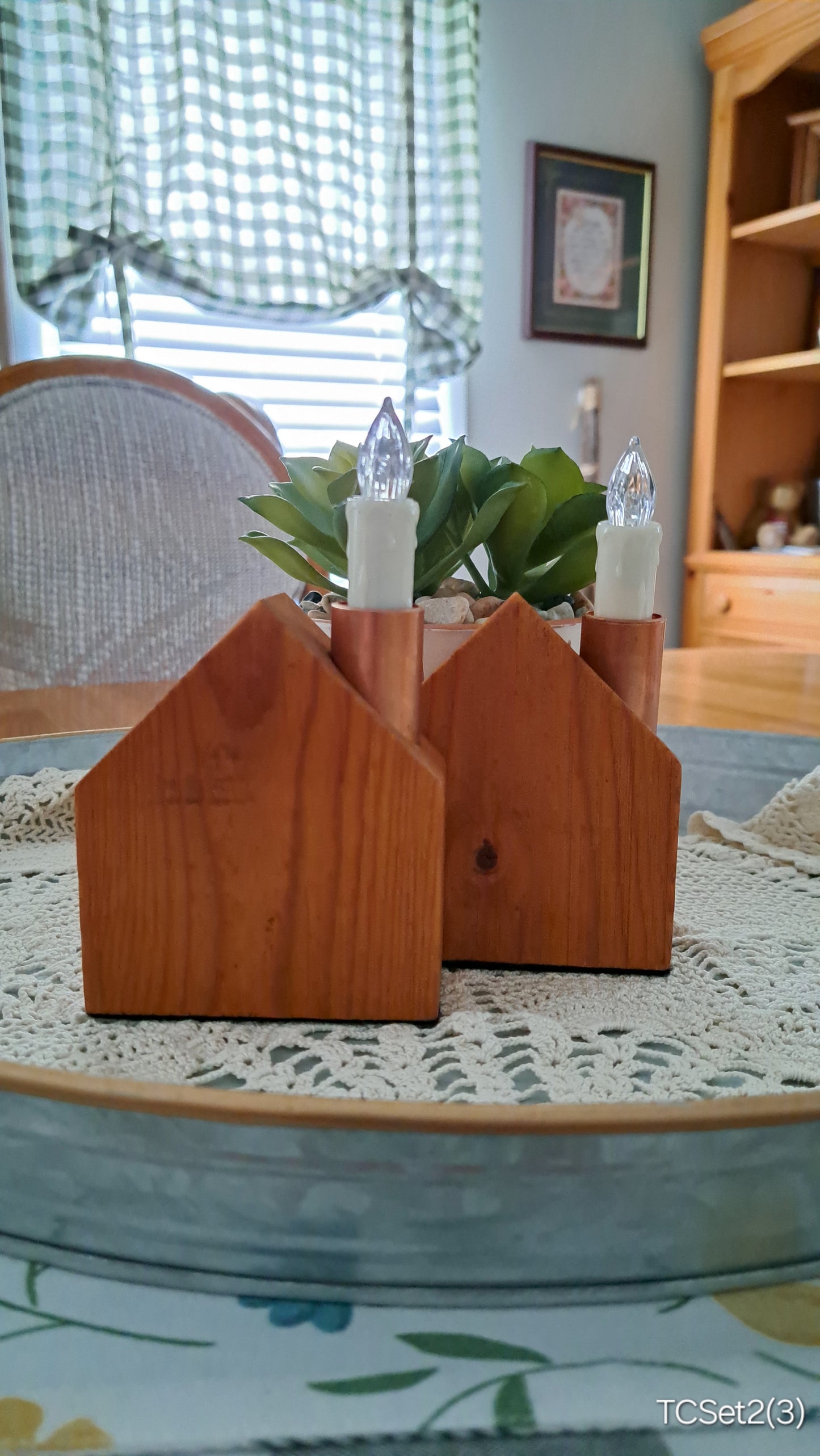 Set of Copper Chimney Candle Cottages Traditional Cherry TCSet2