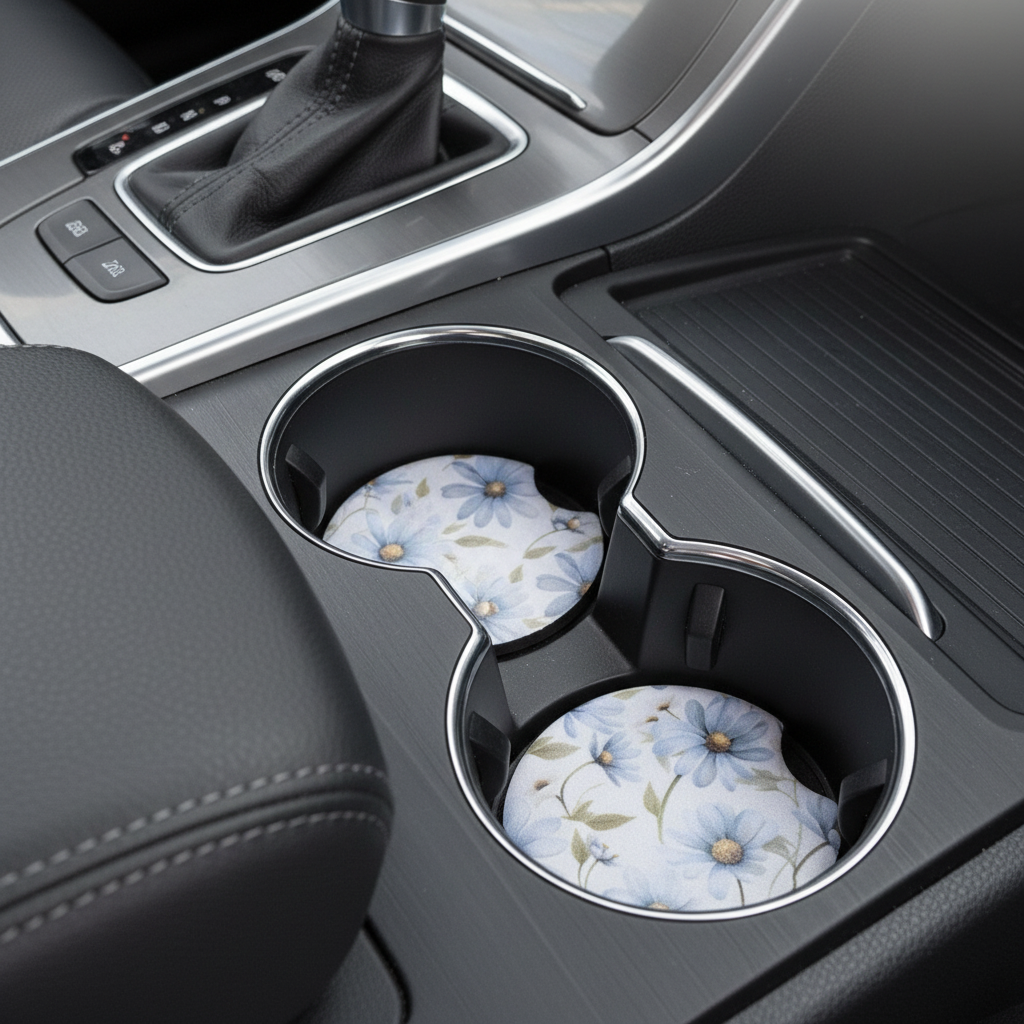 Car Coaster Blue Daisy