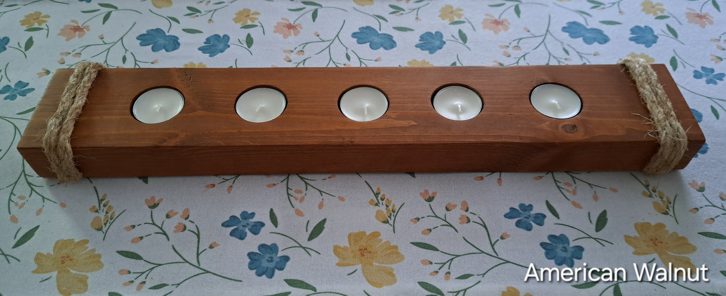 Quintuple Tea Light Candle Holder American Walnut