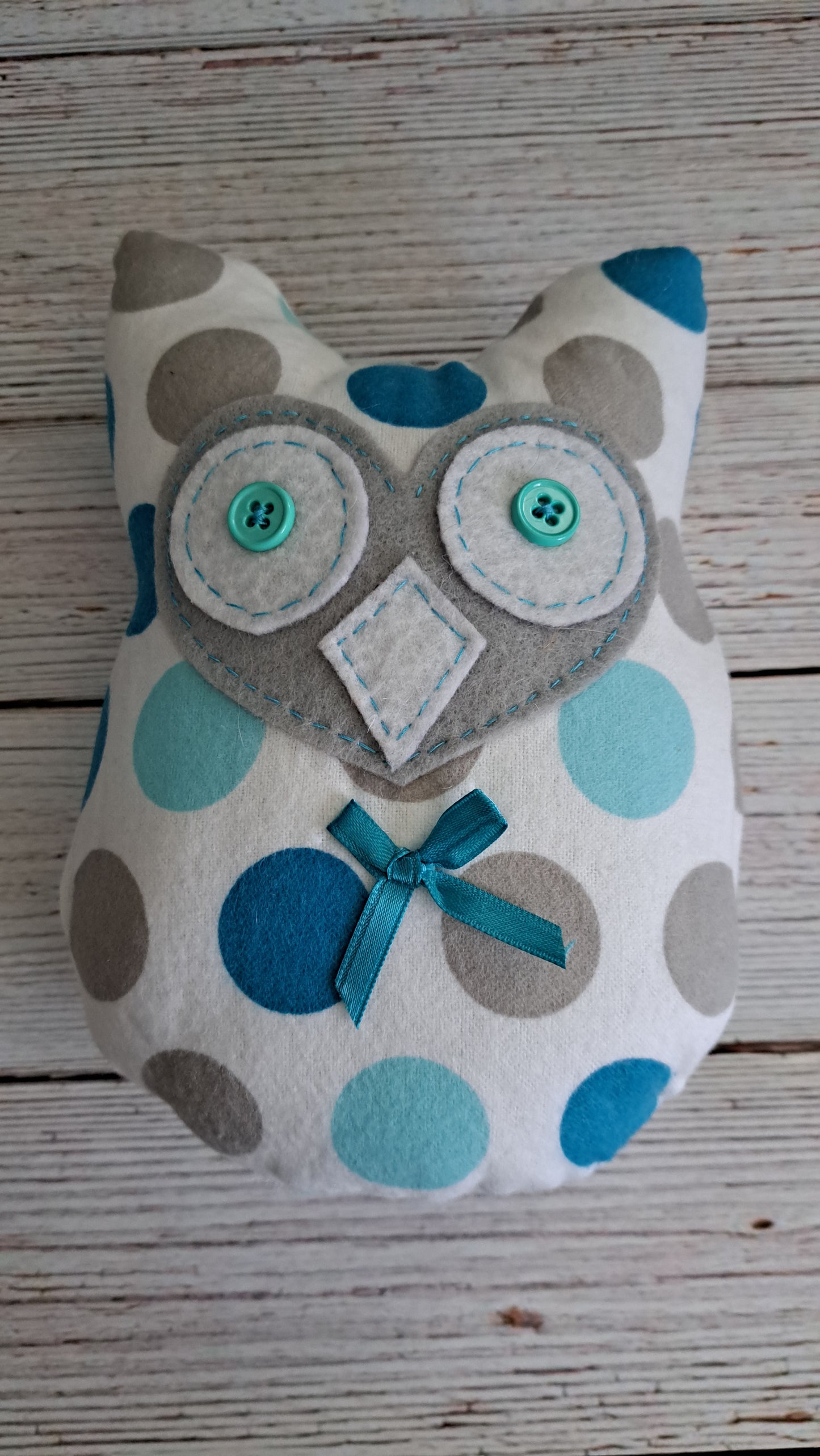 Blue & Gray Polkadot Plush Owl