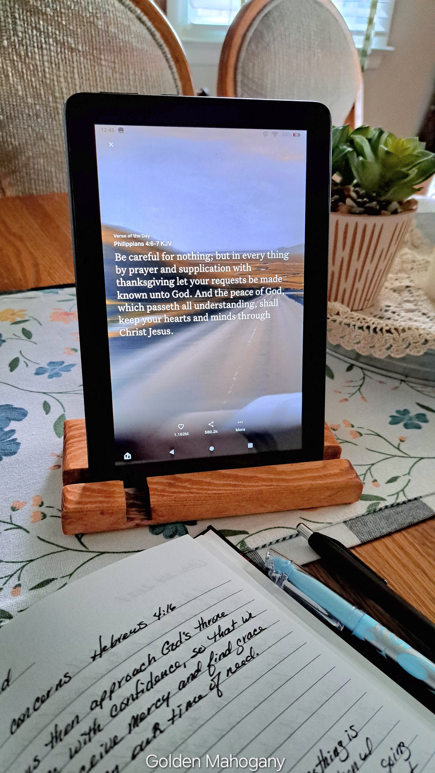 Wood Phone & Tablet Holder Golden Mahogany