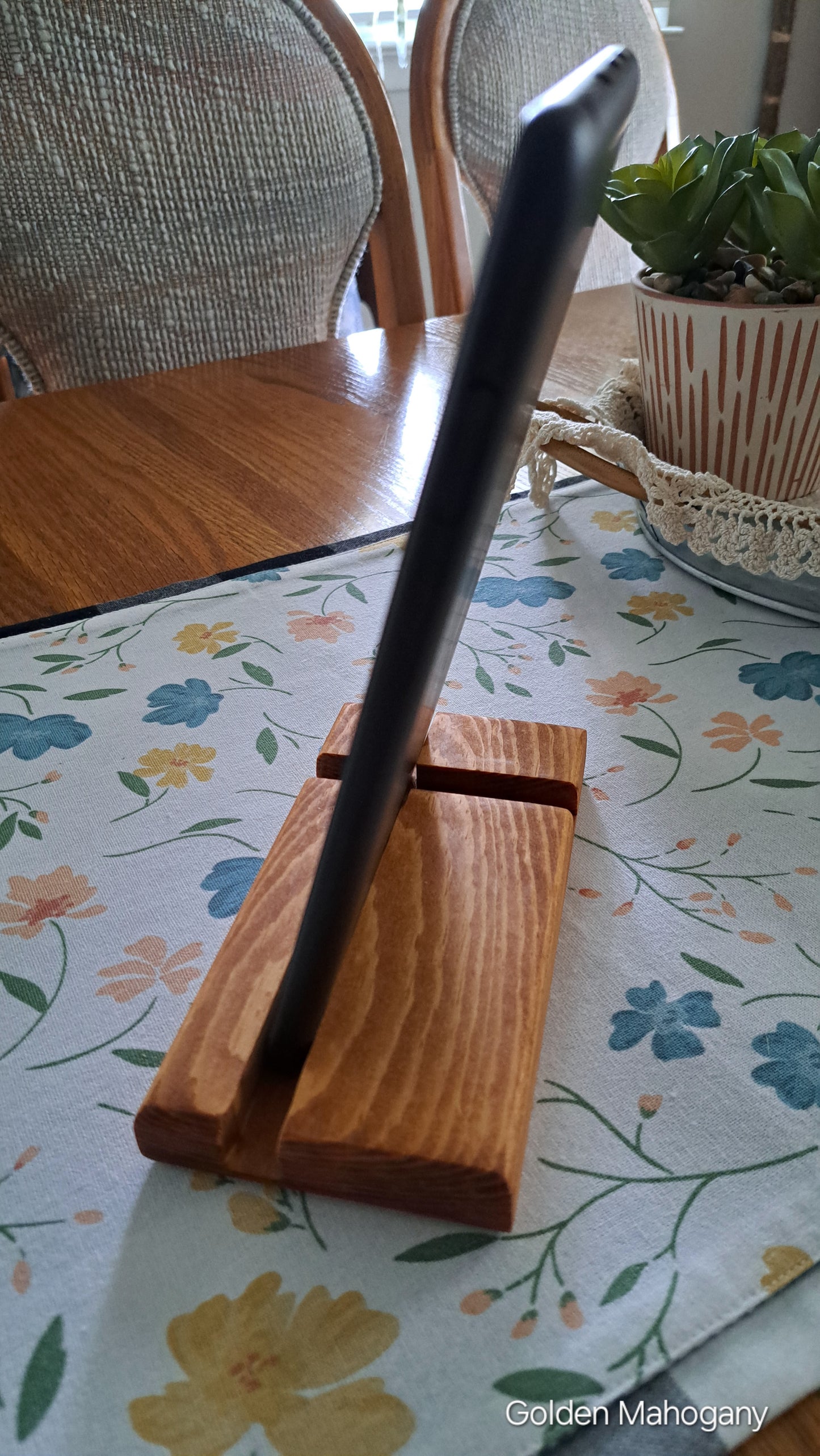Wood Phone & Tablet Holder Golden Mahogany
