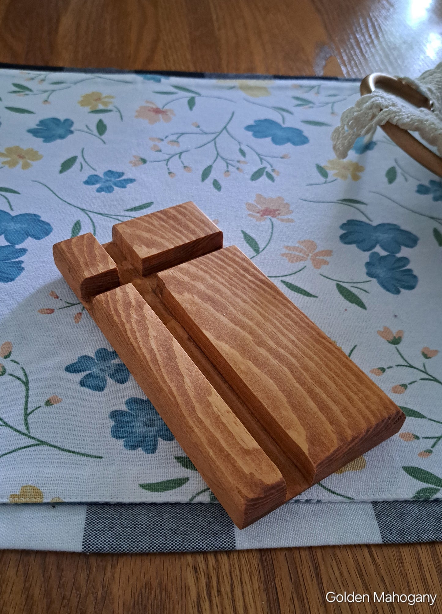 Wood Phone & Tablet Holder Golden Mahogany
