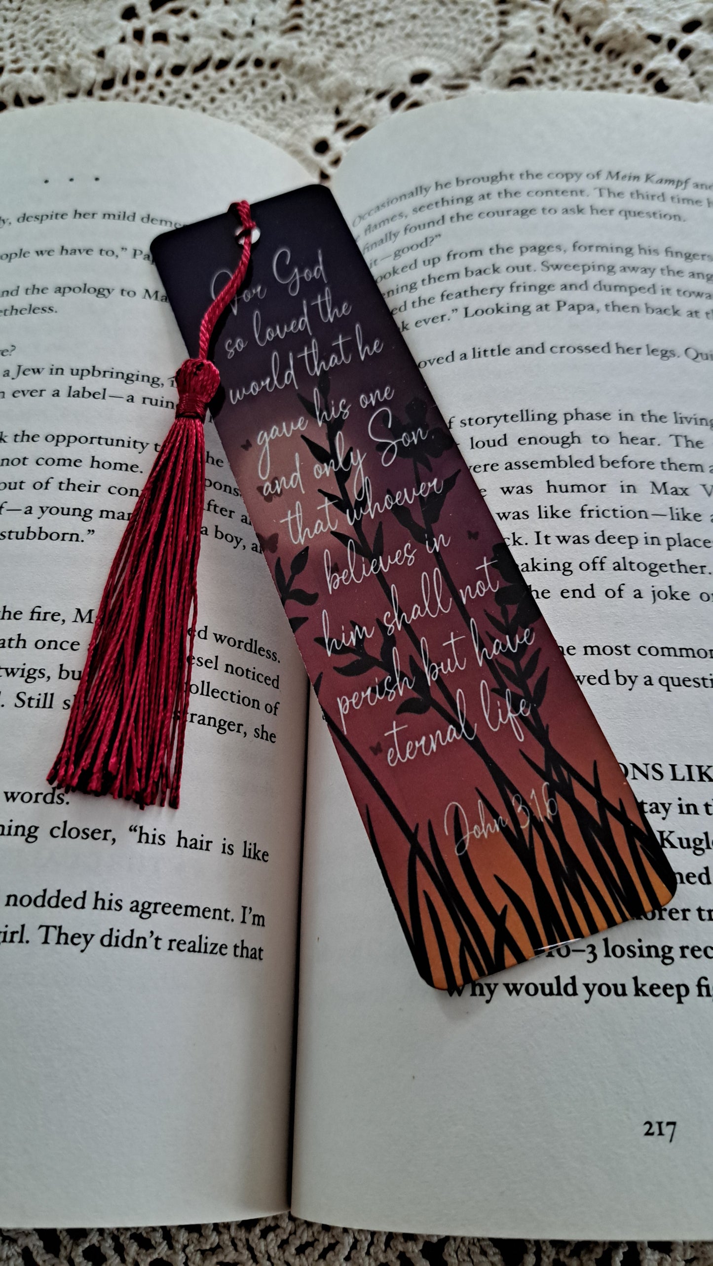 Metal Sunset Bookmark Scripture John 3:16